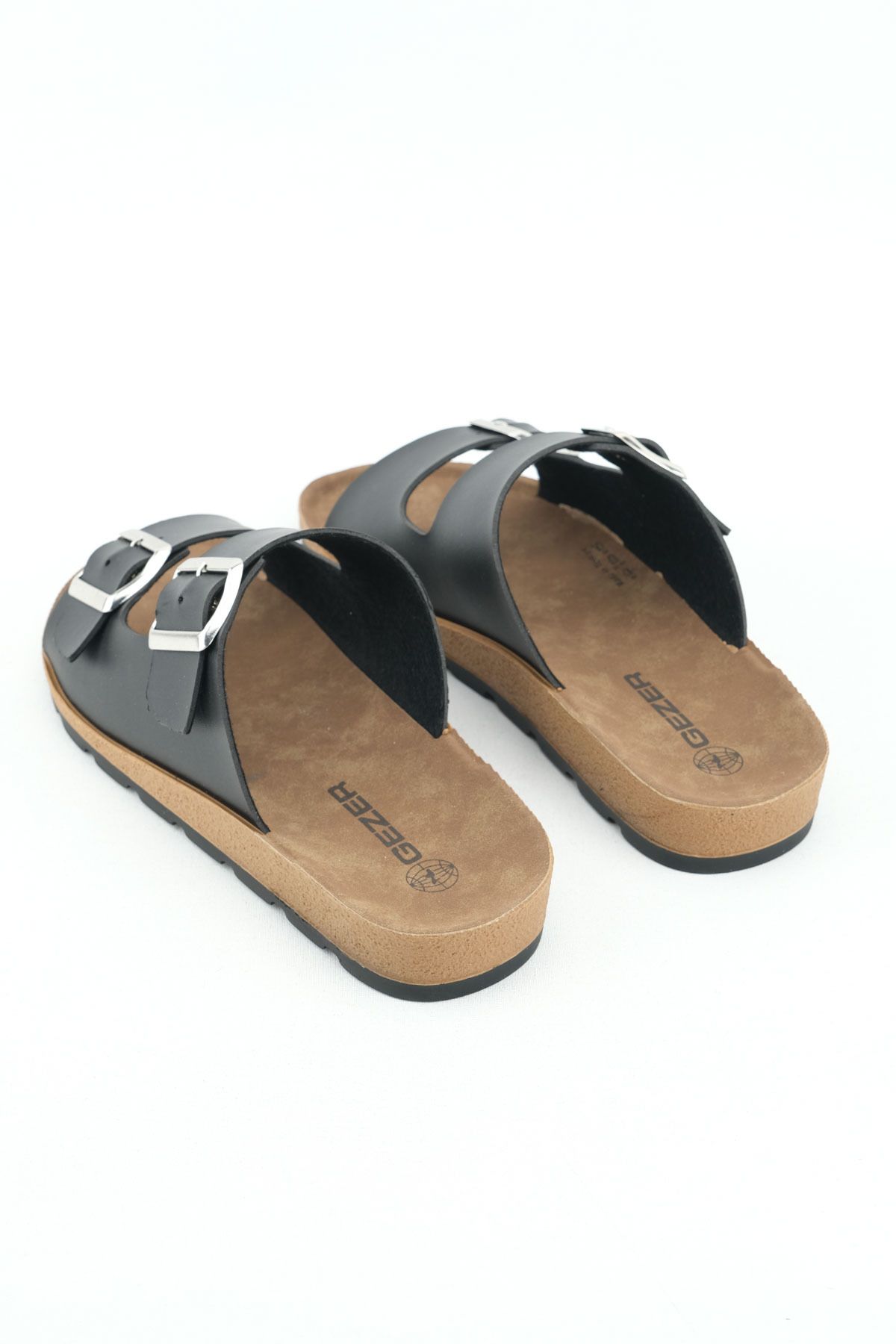 GEZER-Summer Men's Two Buckle Adjustable Comfortable Sole Faux Leather Daily Slippers 4