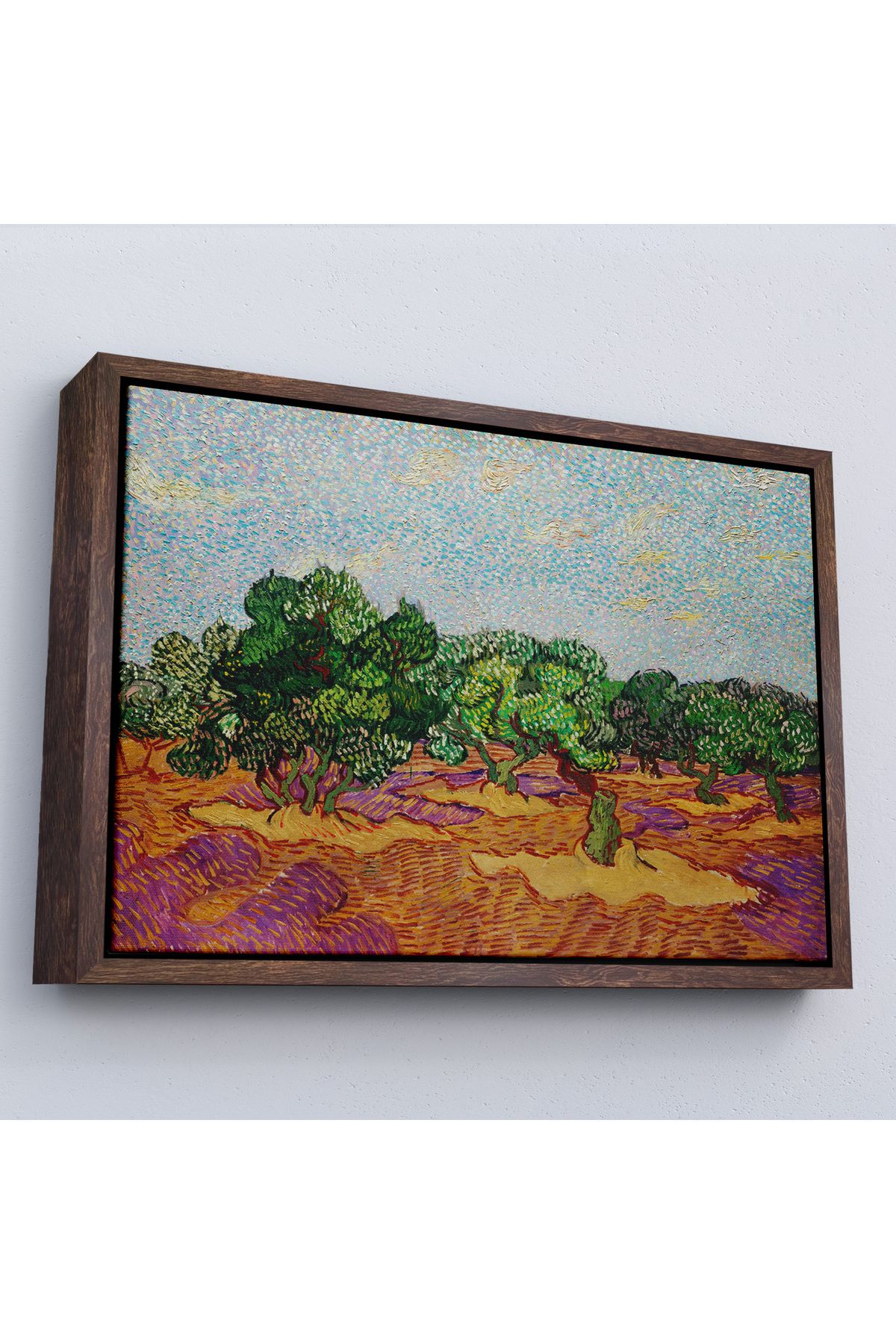 Atik Tasarım Çerçeveli Vincent Willem Van Gogh - Zeytin Ağaçları Tablosu - Olive Trees-7155