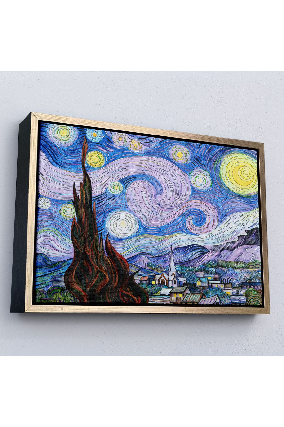 HARGE HG Çerçeveli Vincent Van Gogh - Yıldızlı Geceler Premium Görüntü Tablosu-7163