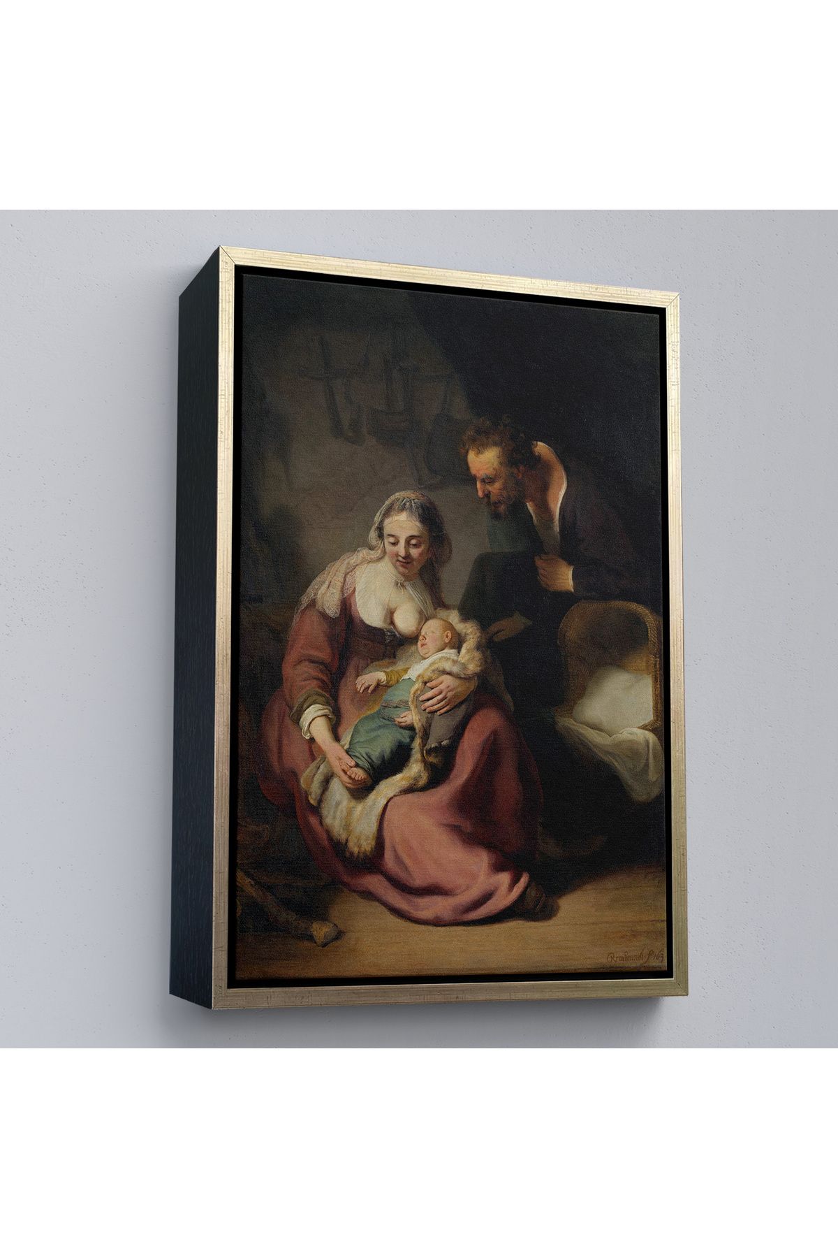 MOONFER Çerçeveli Rembrandt - Kutsal Aile Tablo - The Holy Family-7431