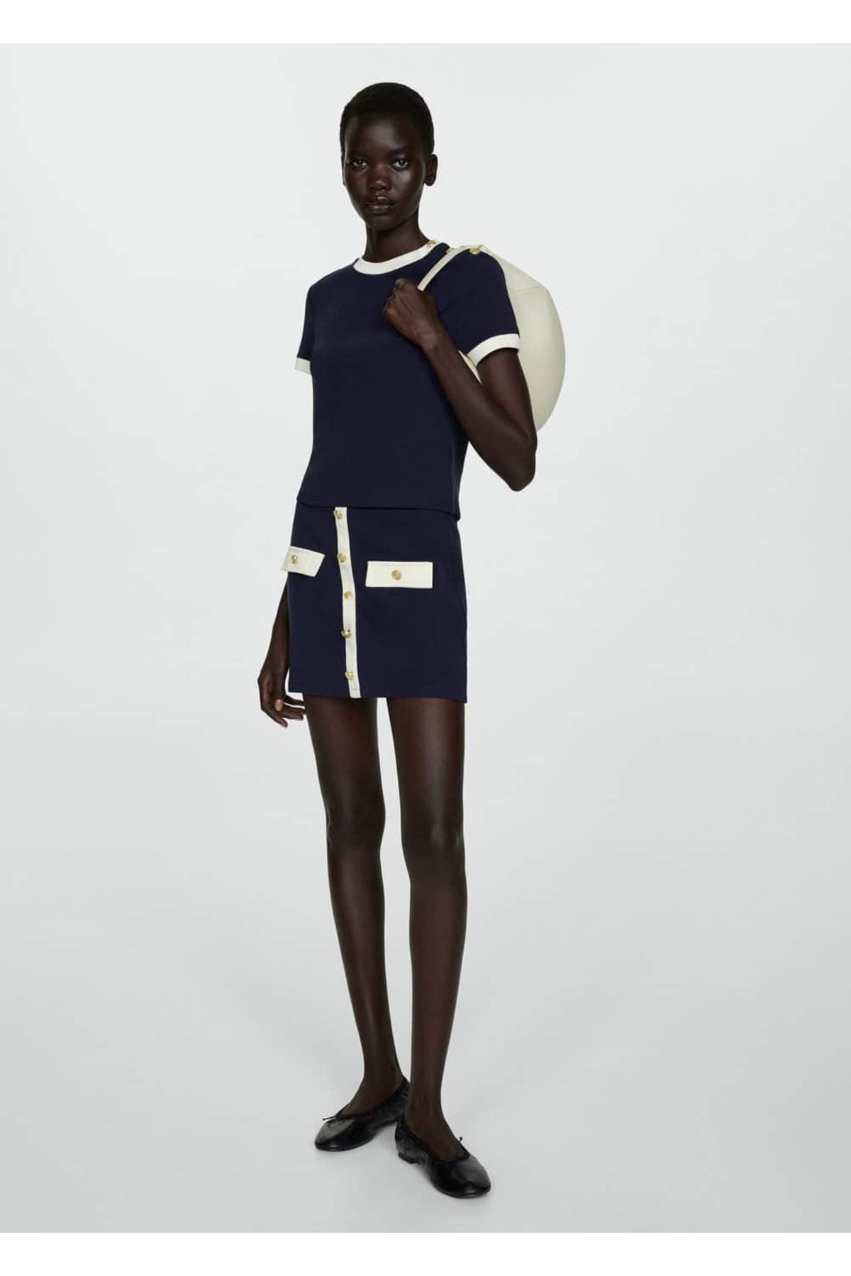 MANGO Woman-Knitted Skirt - Buttoned Design 2