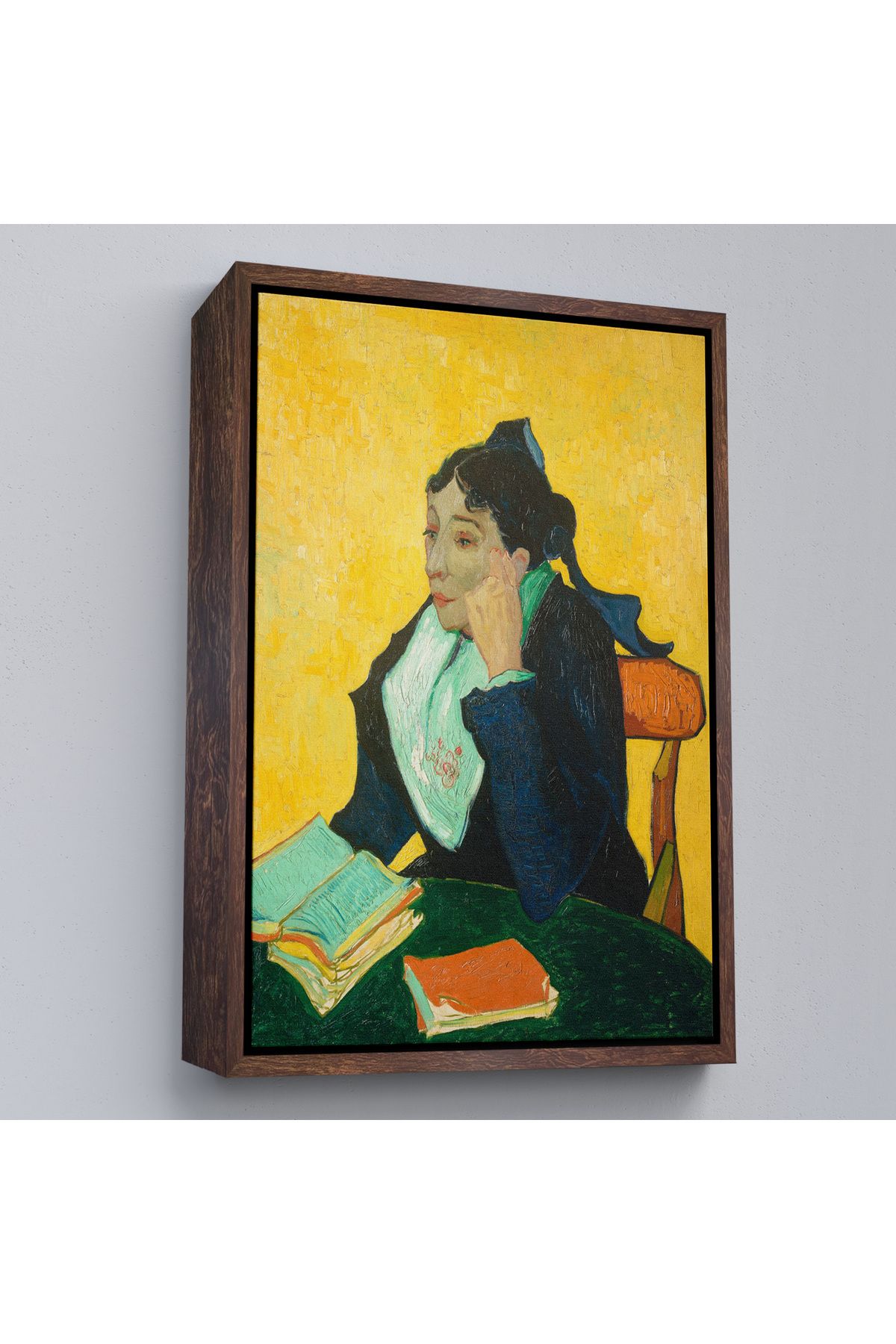 Jusoon Çerçeveli Vincent Van Gogh - Kitaplarla Madame Ginoux Tablosu-7448