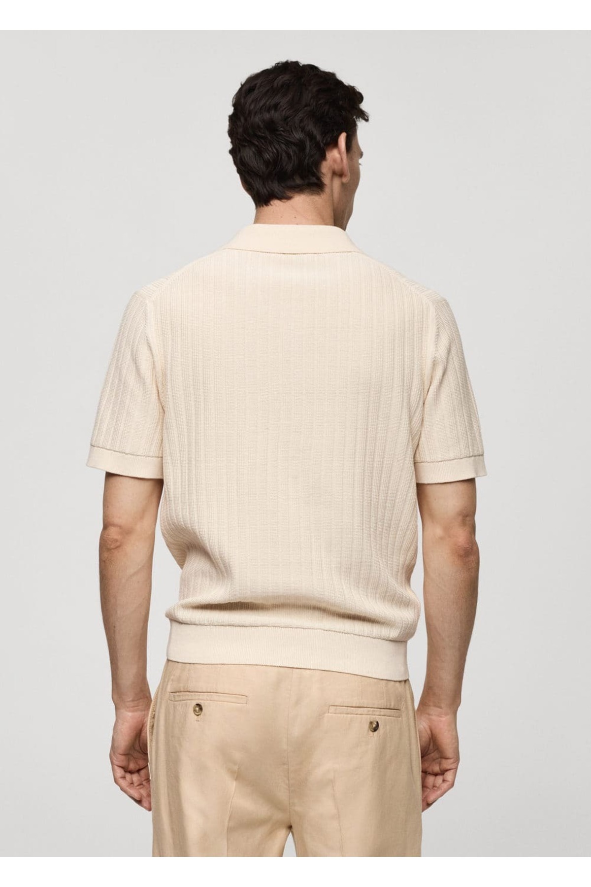 MANGO Man-Tricou polo 100% bumbac microconstruit 4