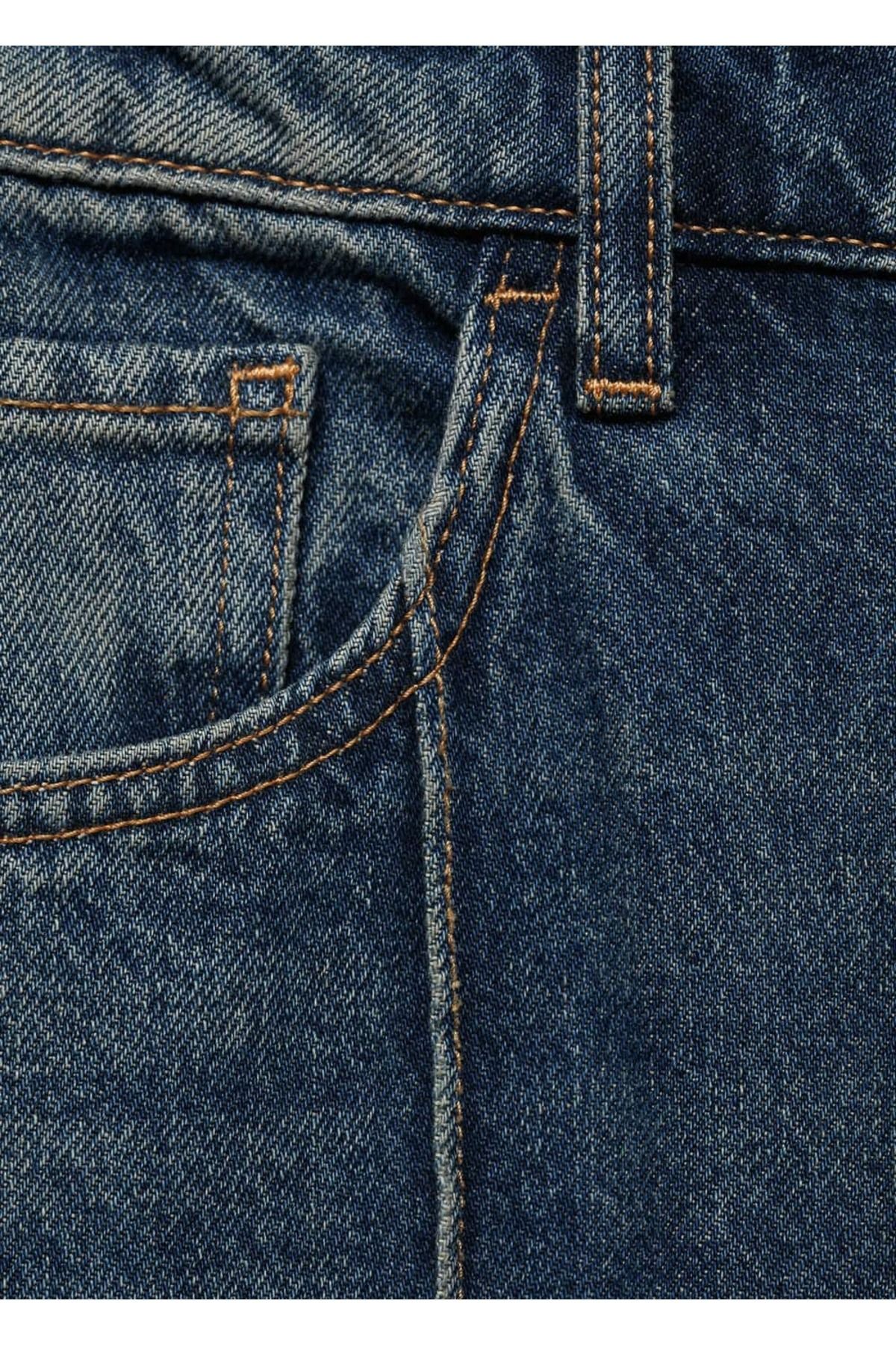 MANGO Woman-Pantaloni de jeans cu talie inalta cu croiala dreapta 5
