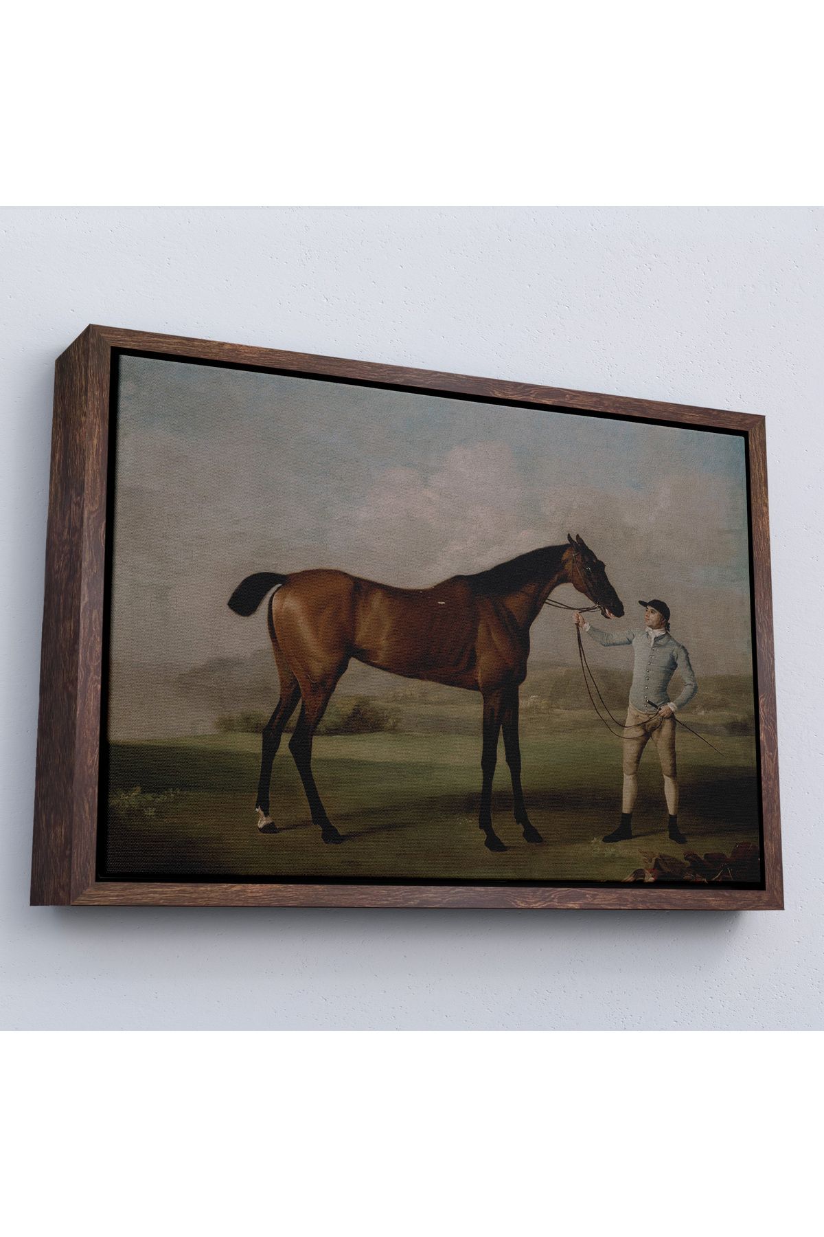 Shoprit Çerçeveli George Stubbs'Un Uzun Bacaklı At Ve Jokeyi Tablosu - Molly Long-Legs With Her Jockey-7012