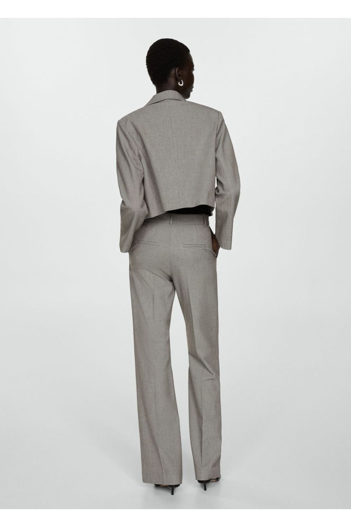 MANGO Woman-High Waisted Loose Trousers 4