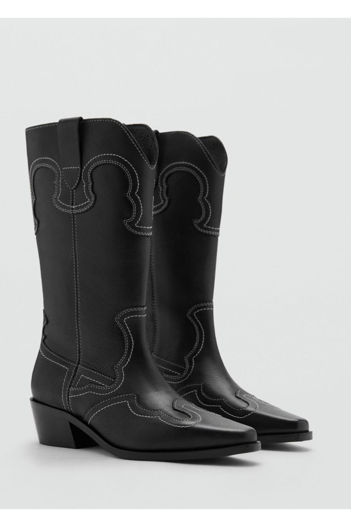 Mango Teen Cizme Din Piele Stil Cowboy Femeie - 41