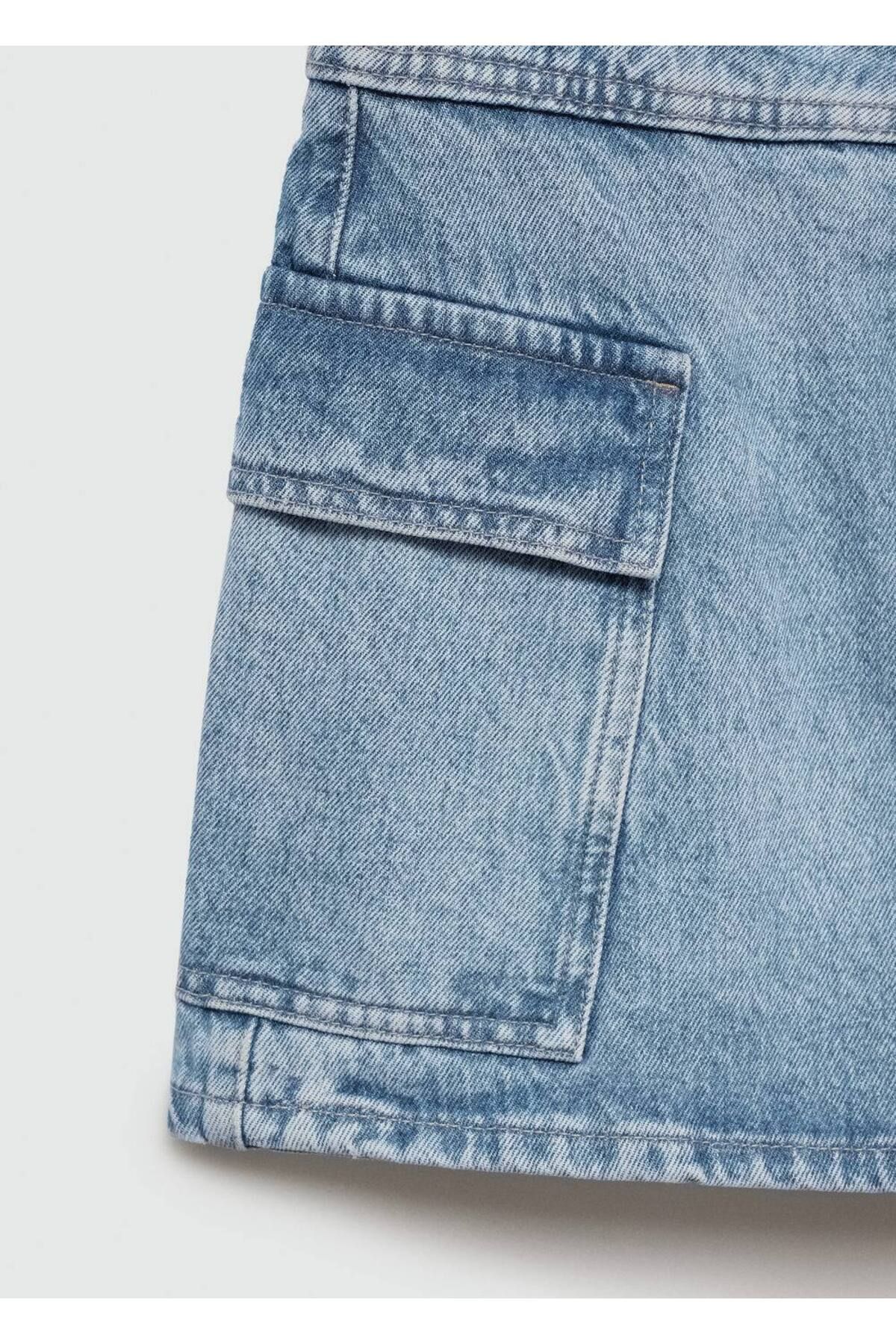 MANGO Woman-Fusta pantaloni din denim 6