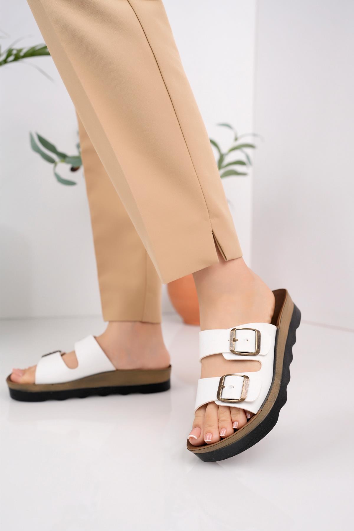 MUGGO-Lena Women's Daily Orthopedic Double Banded Buckle Non-Slip Sole Comfortable Slippers 2