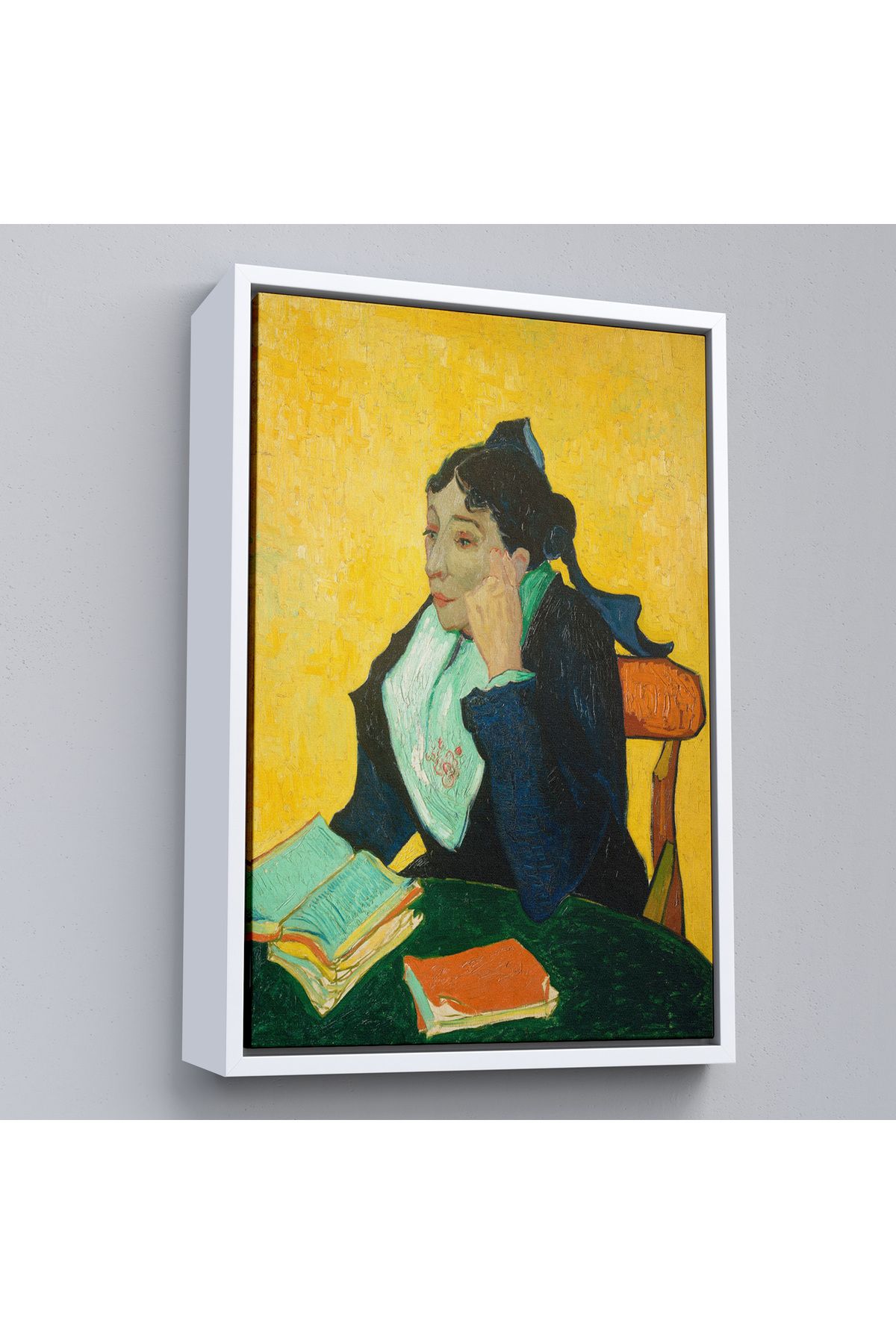 Yarımada Bahçe YB Çerçeveli Vincent Van Gogh - Kitaplarla Madame Ginoux Tablosu-7448