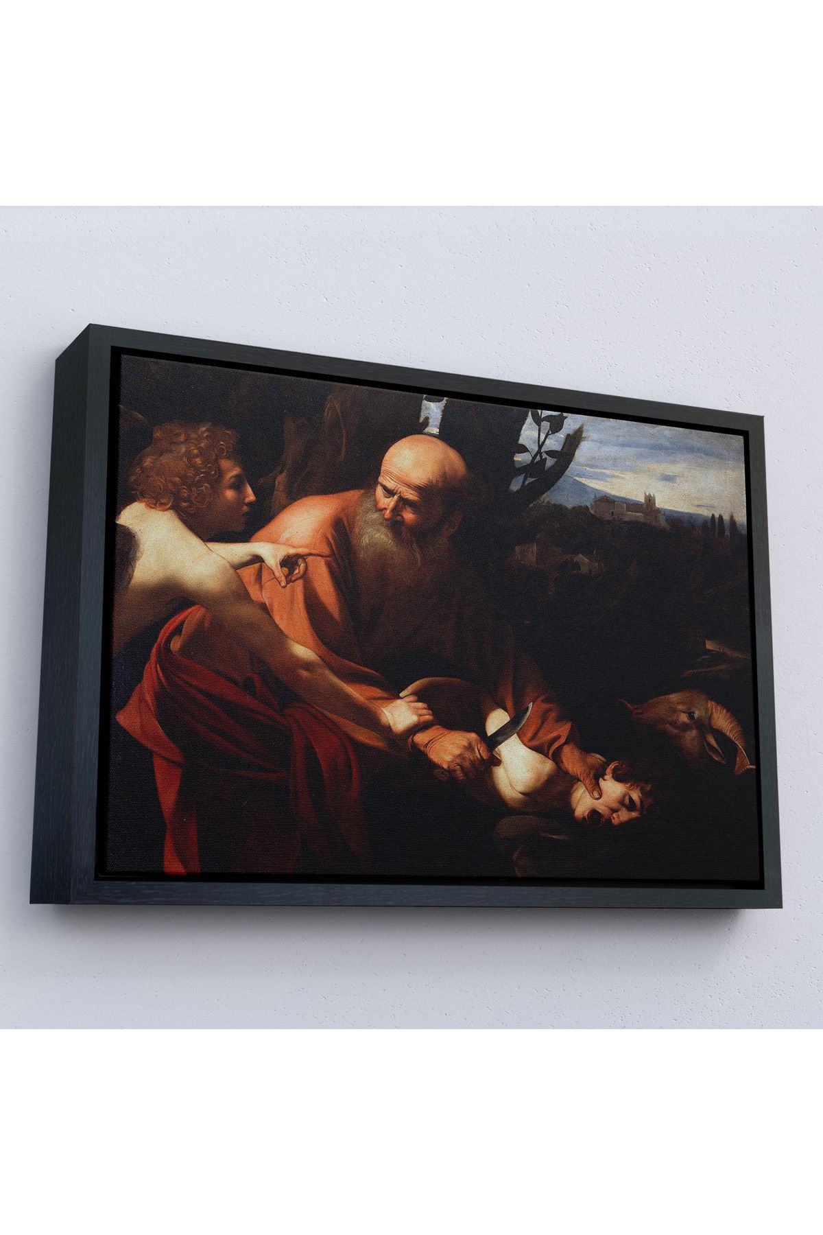 Jusoon Çerçeveli Caravaggio - İsa  Tablo - Sacrifice Of Isaac-7121