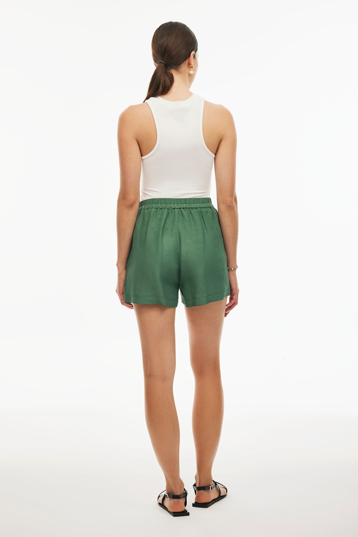 Perspective-Dark Green Regular Fit Women's Shorts - Short Tube Leg 4