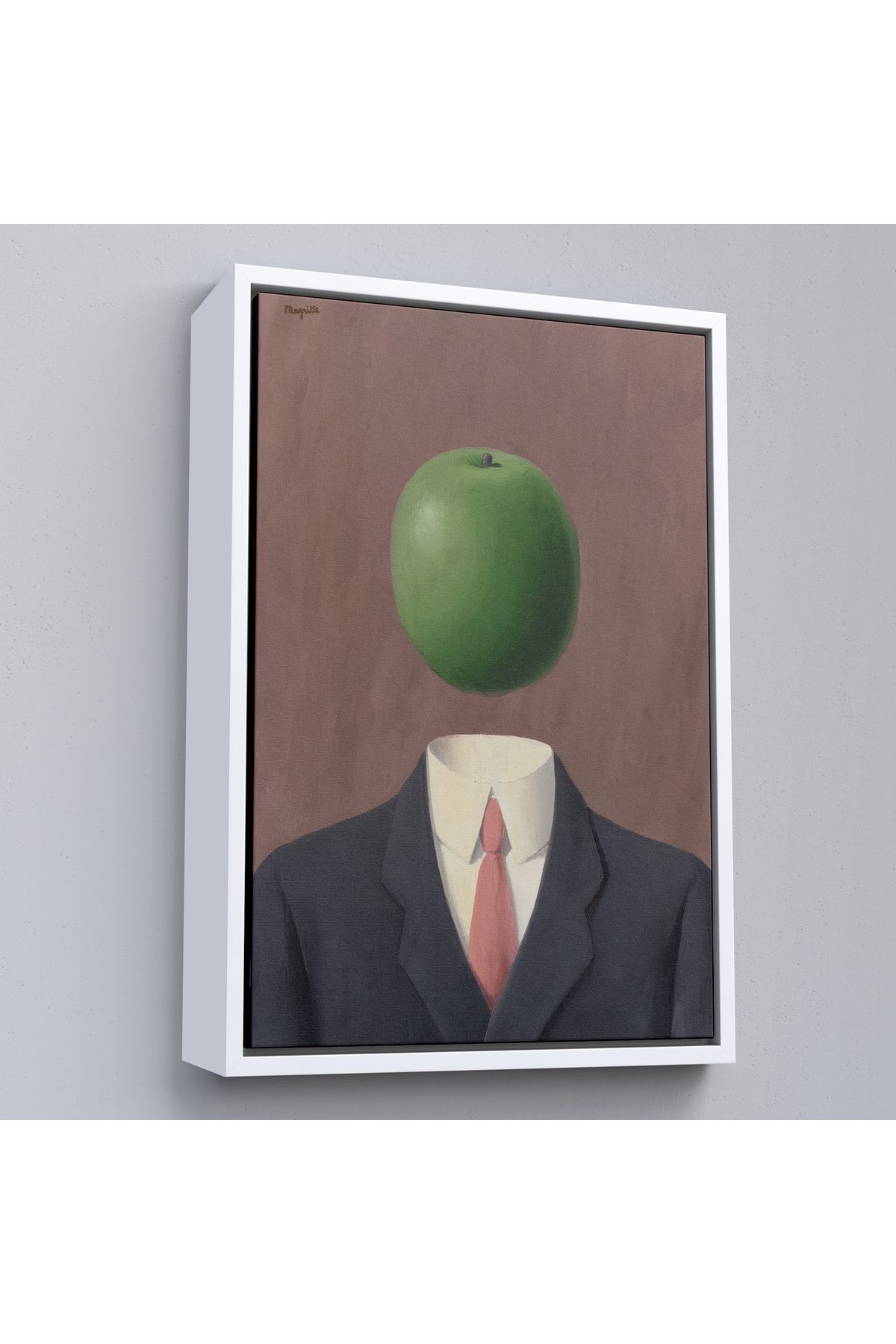 Atik Tasarım Çerçeveli Rene Magritte - Soyut Sabit Fikir Tablosu-7343