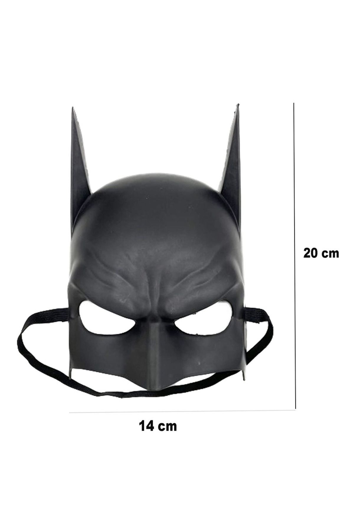 Avantaj Kapıda ® Siyah Renk Çocuk Boy Arkadan Lastikli Batman Maskesi A Kalite 20x14 cm (Tam Takım)