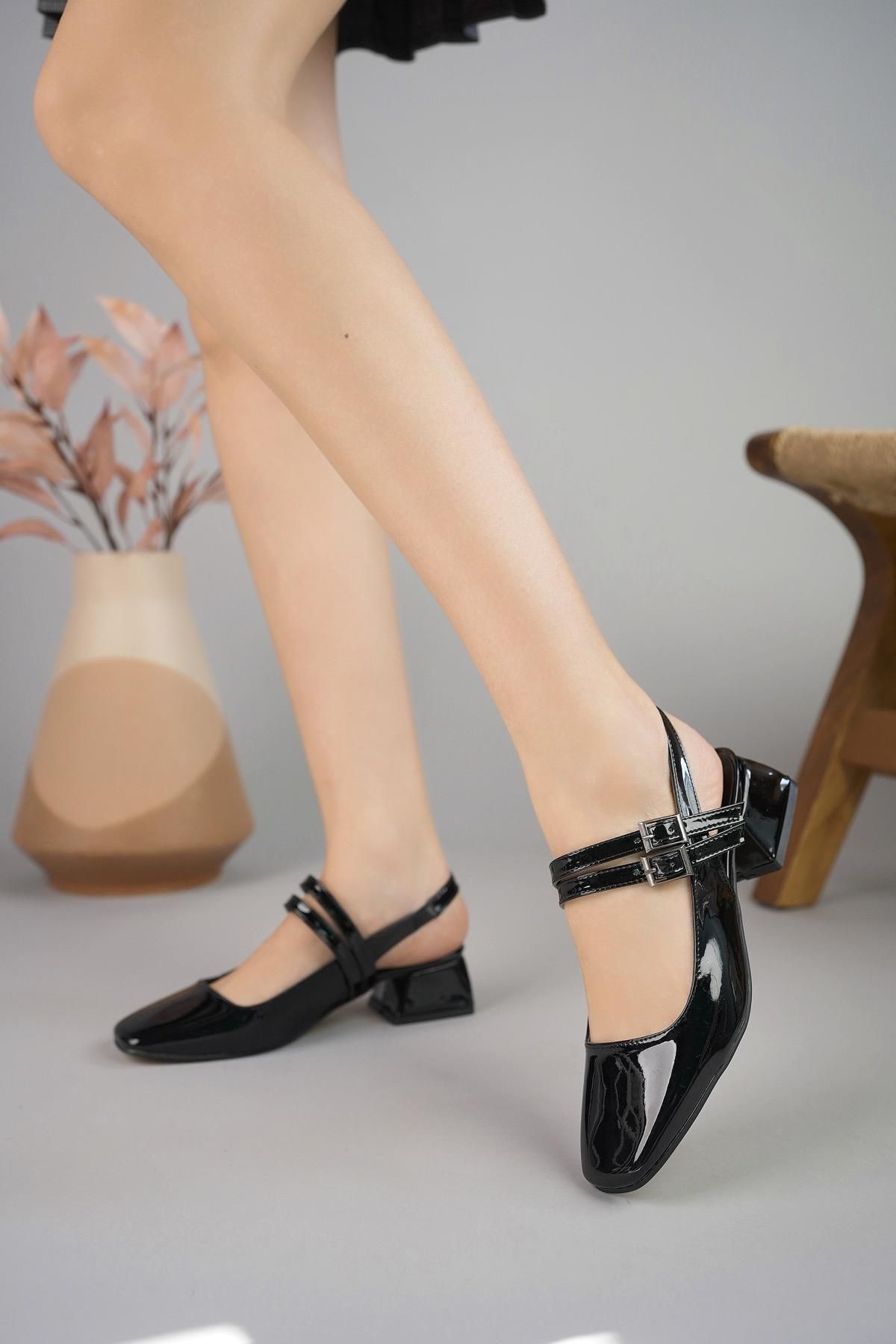 MUGGO-Jane Gwarantowane Damskie buty na niskim obcasie z odkrytymi plecami i kwadratowymi noskami 3
