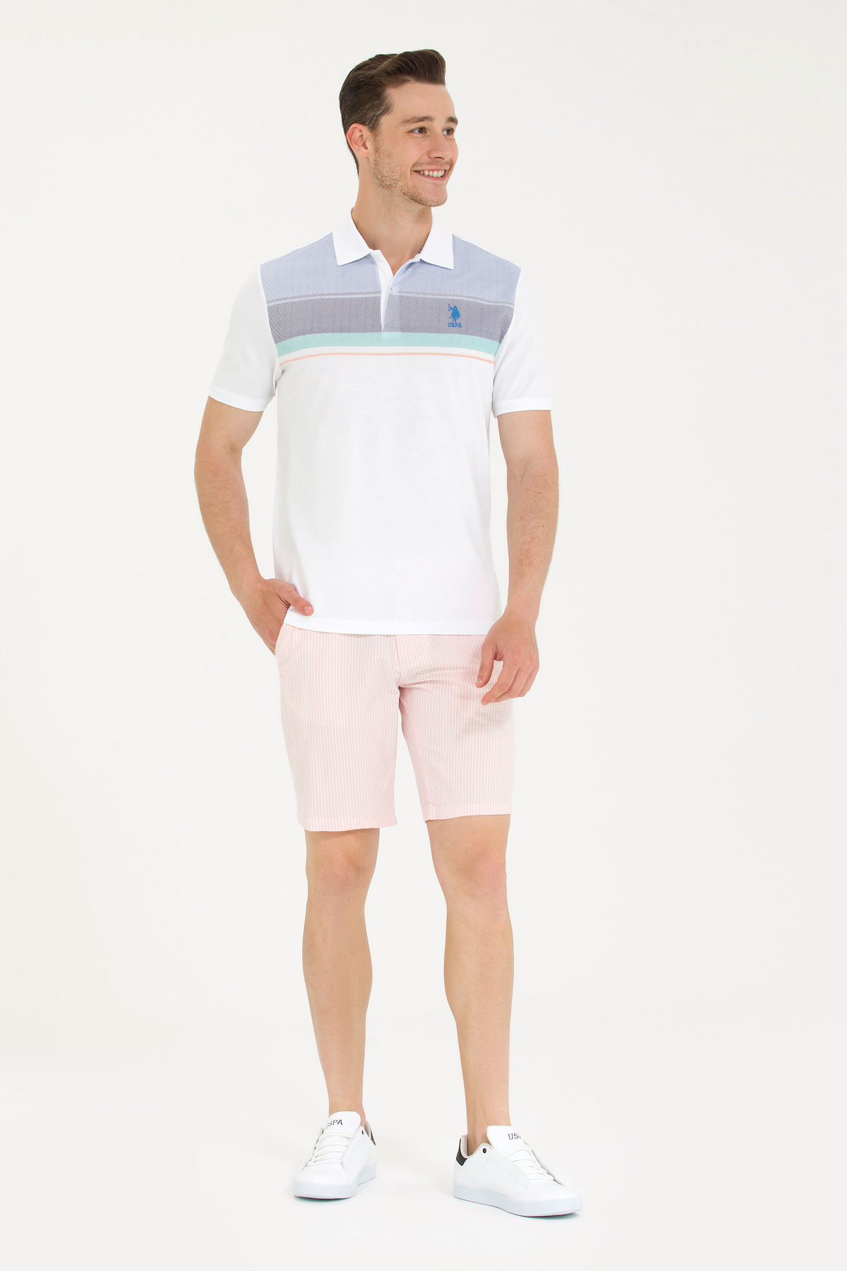 یو اس پولو شلوارک مردانه بافته شده Magnolia مدل 50263829-VR211