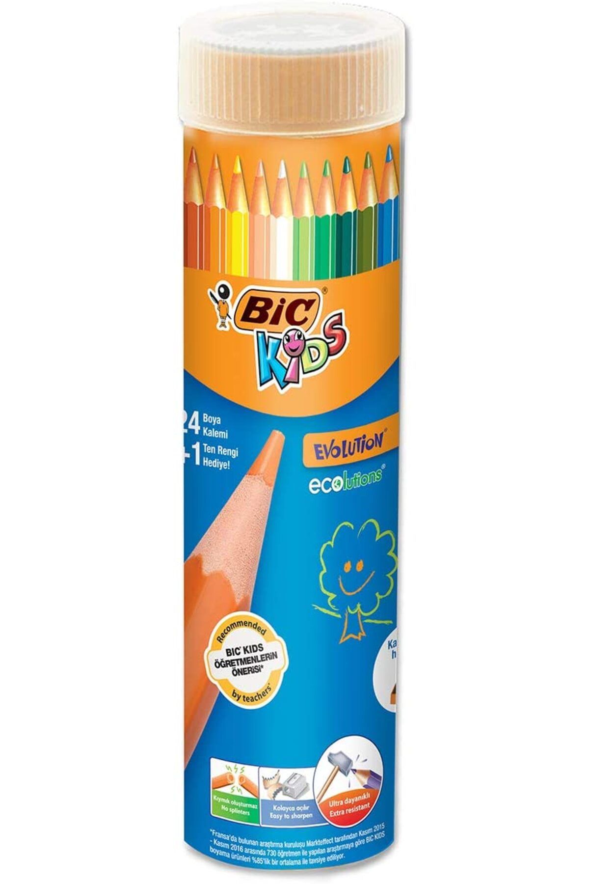 Bic Kids Evolution Kuru Boya Kalemi 24'lü Metal Tüp