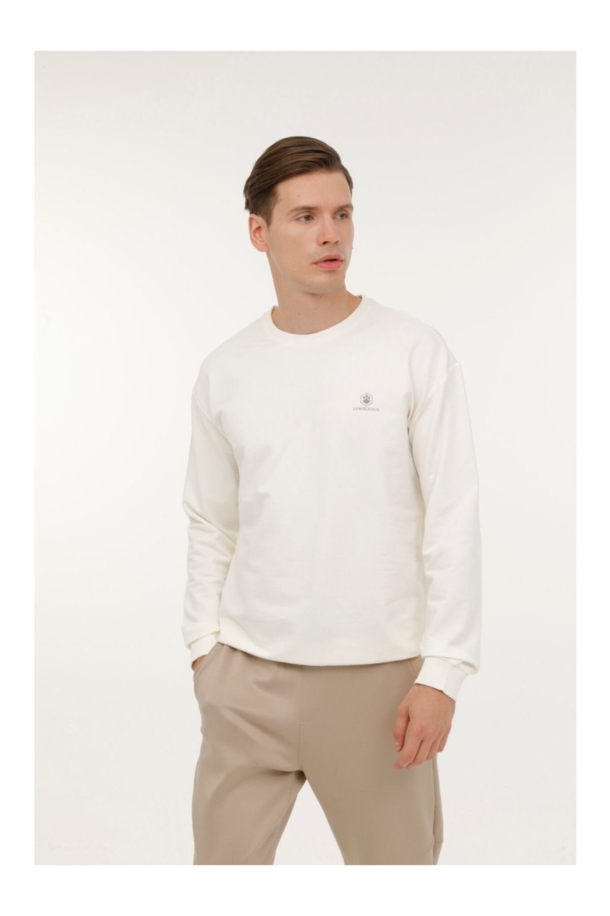 lumberjack-Sweat pentru bărbați Lumberjack - 4W Mb Sn75 C Neck Sw 4Pr A 101813215   EKRU 1