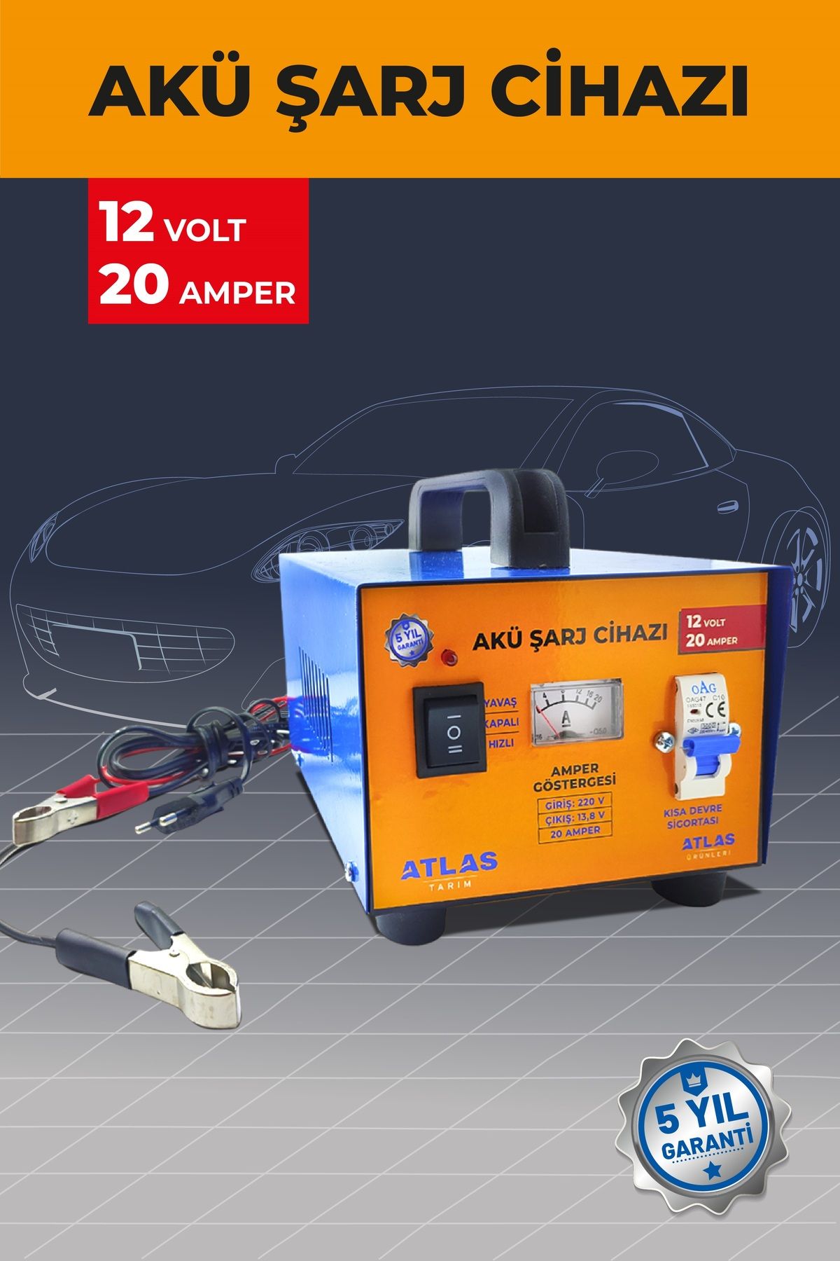 Atlas AKÜ ŞARJ CİHAZI 12 VOLT 20 AMPER