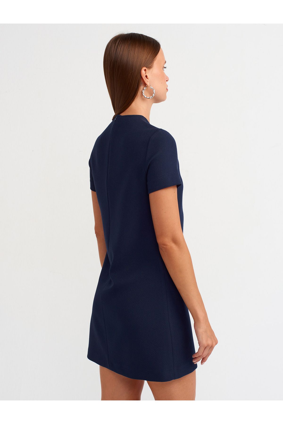 Dilvin-90899 Model Rochie Mini Decolteu Bleumarin 2