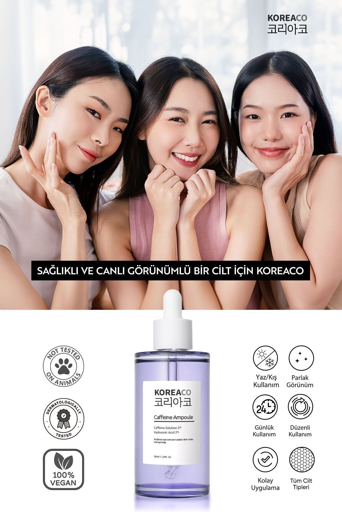 Gözaltı Morluk,Koyu Halka ve Torbalanma Karşıtı Caffeine Ampoule Serum 50 ml — TYC1TKCK0N169273688650259 — تصویر 6 از 6