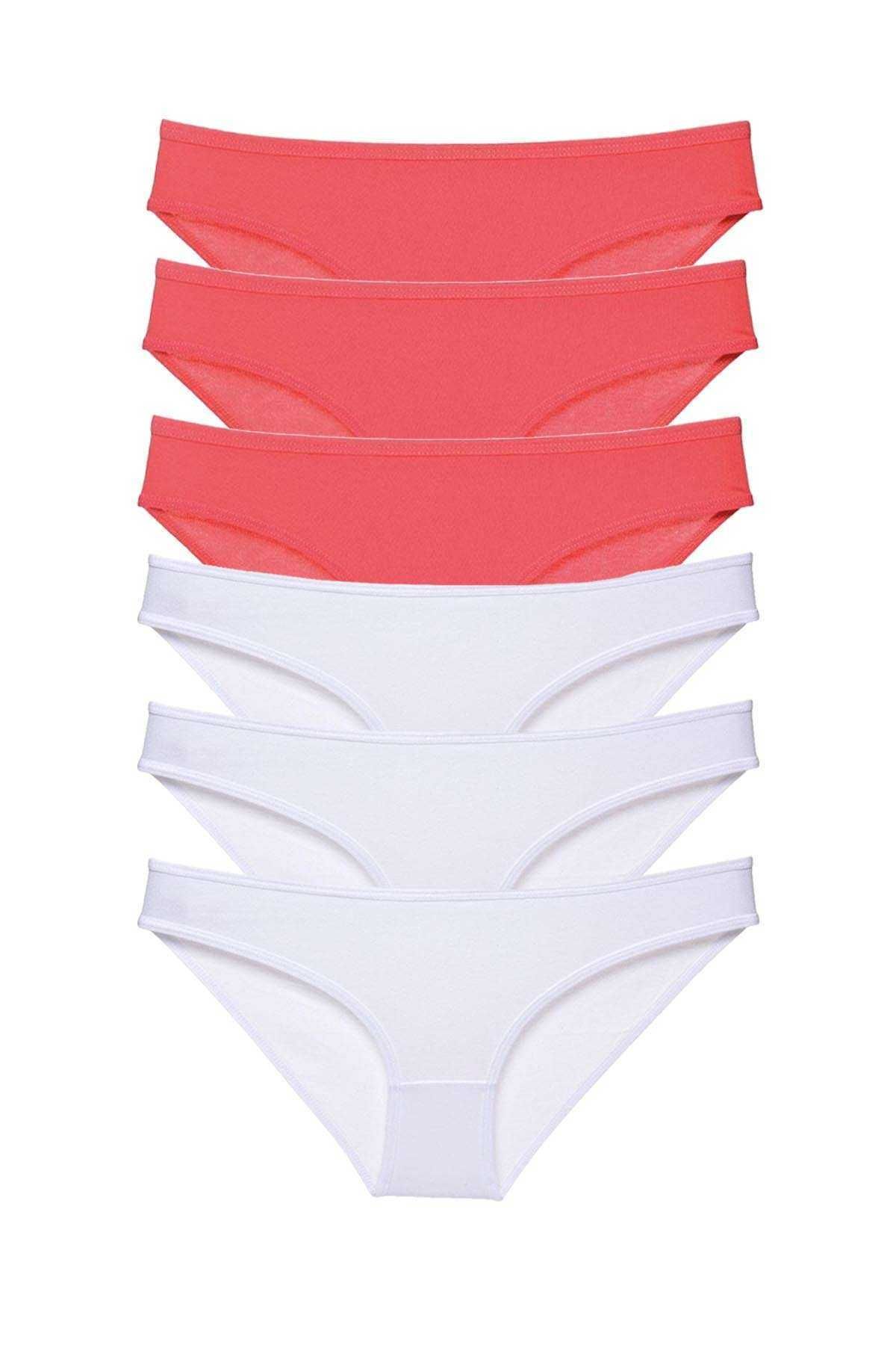 Pink Stil 6 adet Eko Set Likralı Kadın Slip Külot Fuşya Beyaz Pink Stil