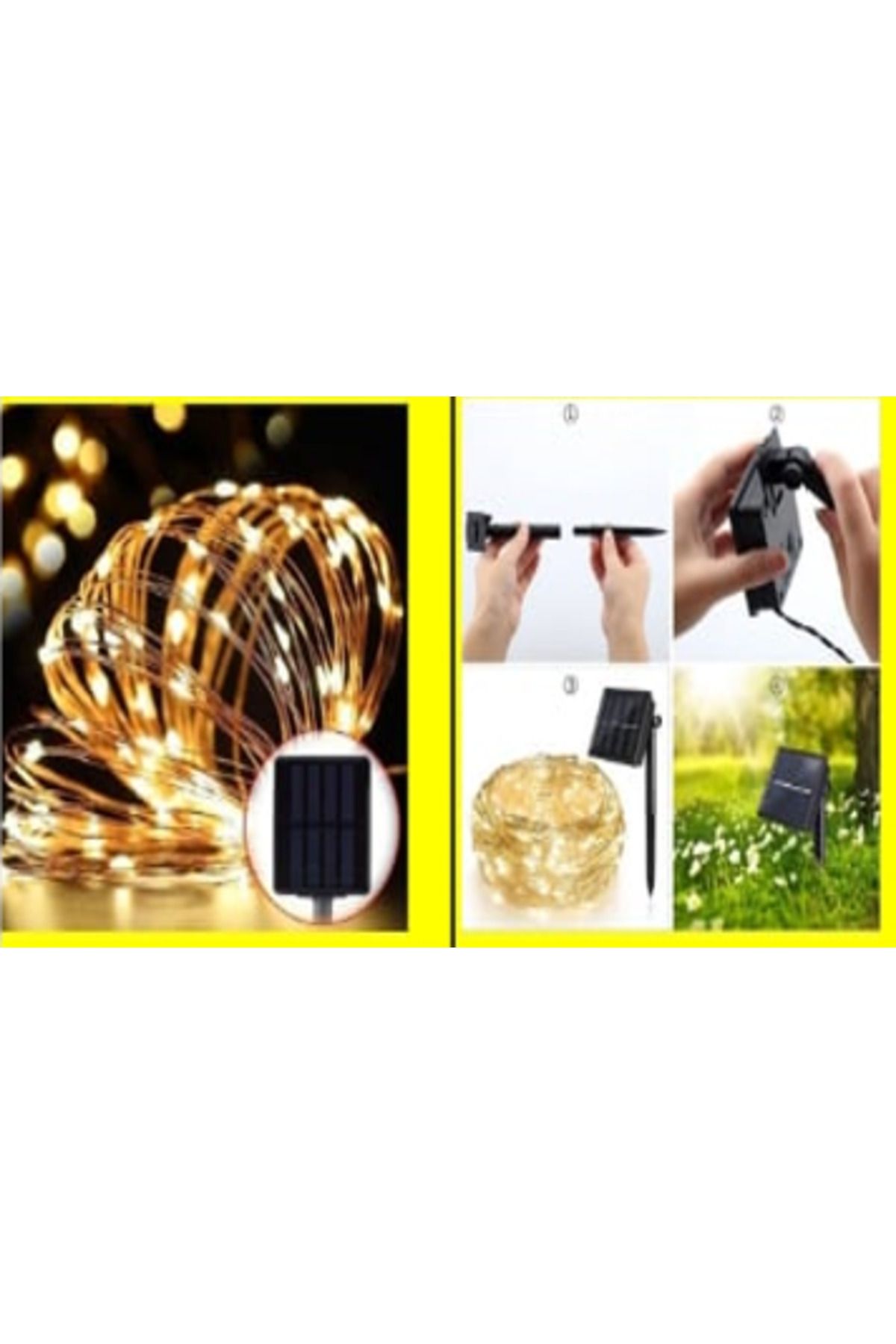BEEMU Solar Peri Led 20m 200 Led Gün Işığı Bahçe Aydınlatma Dekorasyon Güneş Enerjili