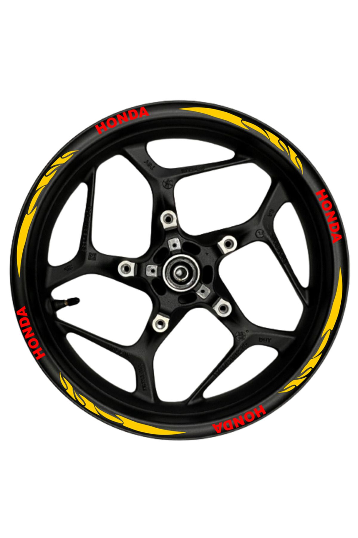 MLH STORE Motosiklet Jant Şeridi Honda Kırmızı Yazılı Turuncu Reflektif Sağ-Sol/Ön-Arka