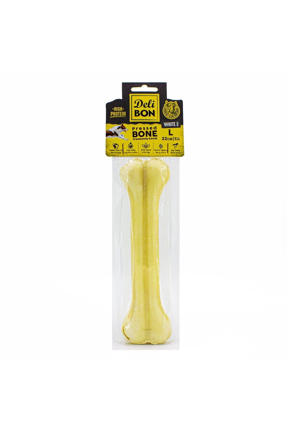 FAYMEM GLOBAL Deri Köpek Çiğneti Pres Kemik 1x22cm Beyaz