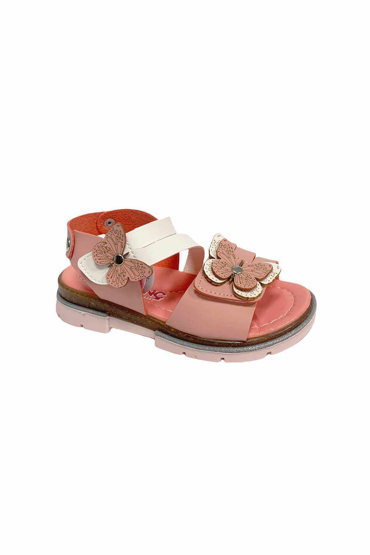 Şirin Bebe-Girl's Sandals - Cute Young Comfort, Butterfly Pattern, Powder 1