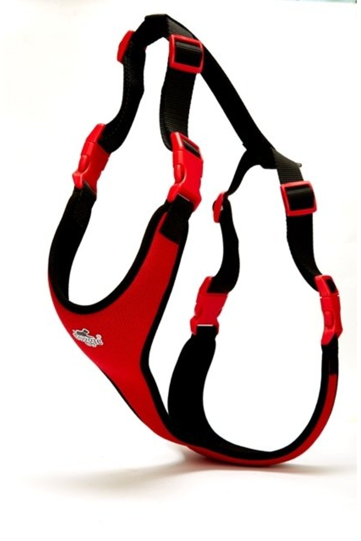 Angoravi Softlu Siyah Köpek Bel Tasması 70/95 cm Kırmızı