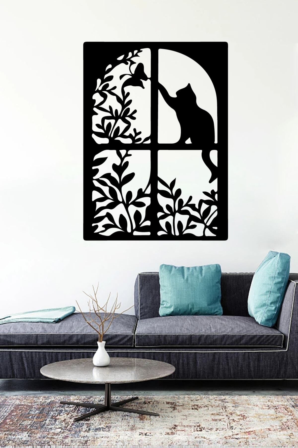 MLH STORE Pencere Kedi Ve Kuş Duvar Sticker Yapıştırma (SUDAN VE NEMDEN ETKİLENMEZ)