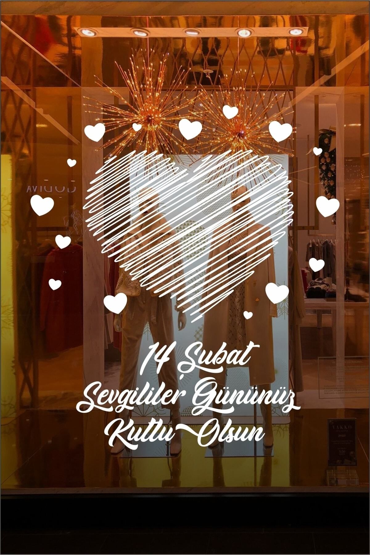 MLH STORE 14 Şubat Sevgililer Günü Mağaza Vitrin Cam Kapı Duvar Sticker Süsleme