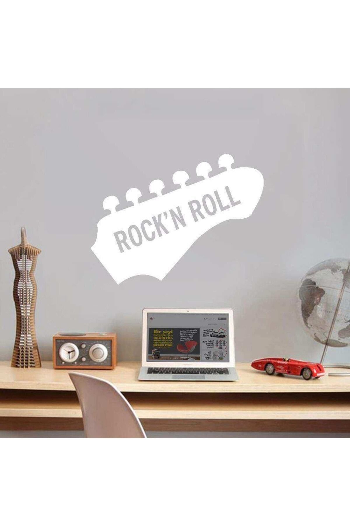 MLH STORE Rock'n Roll Music Dekoratif Genç Odası Duvar Sticker, Çıkartma Beyaz
