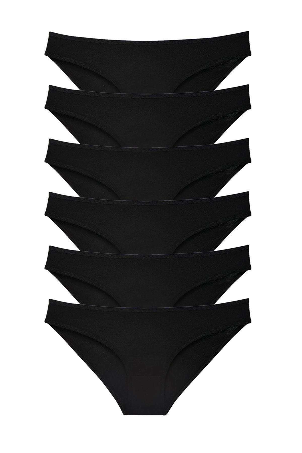 Royaleks 6 adet Süper Eko Set Likralı Kadın Slip Külot Siyah