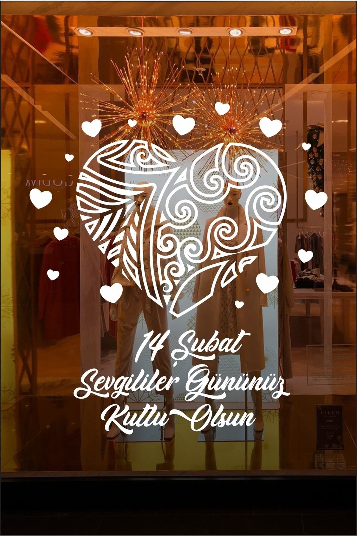 MLH STORE 14 Şubat Sevgililer Günü Mağaza Vitrin Cam Kapı Duvar Sticker Süsleme