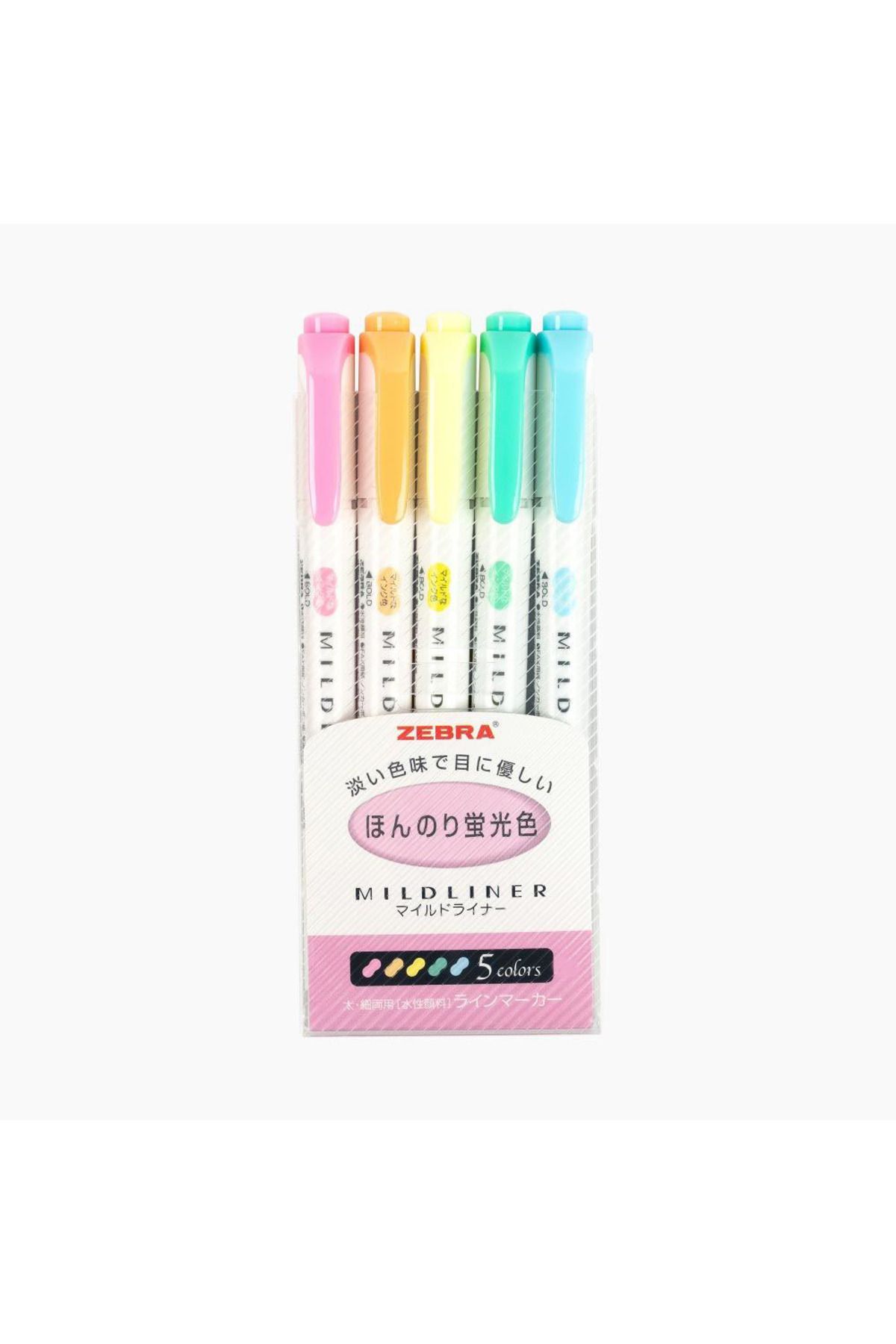 Zebra Mildliner Çift Taraflı Işaretleme Kalemi 5'li Set- (PASTEL RENKLER - PEMBE RENK)