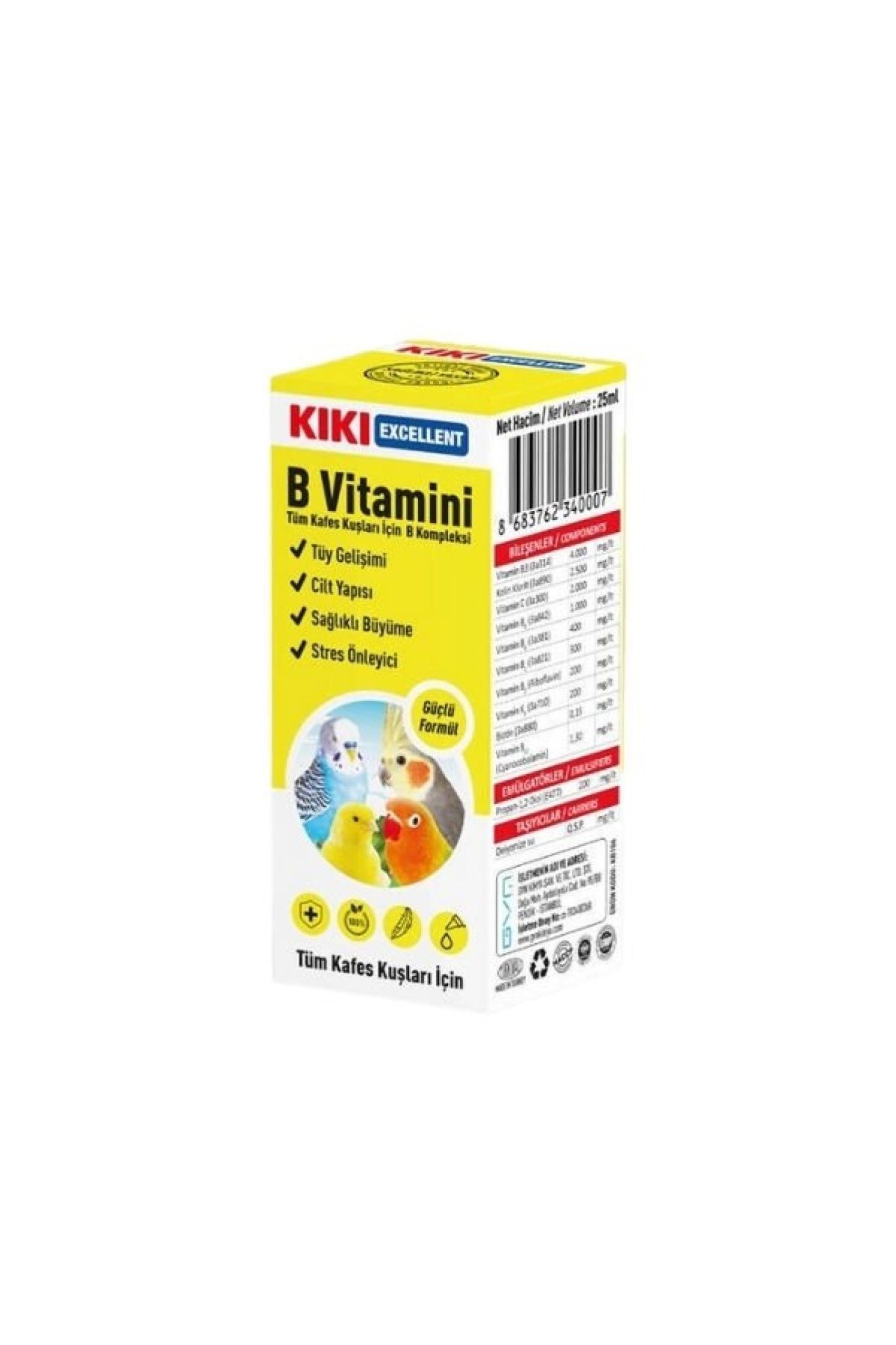 Genel Markalar Kiki Excellent Kuşlar için B Vitamini Sıvı Damla 25 Ml