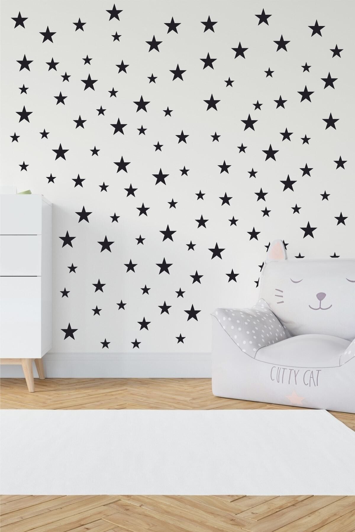 MLH STORE Bebek Ve Çocuk Odası Dekoratif Yıldız Sticker Siyah