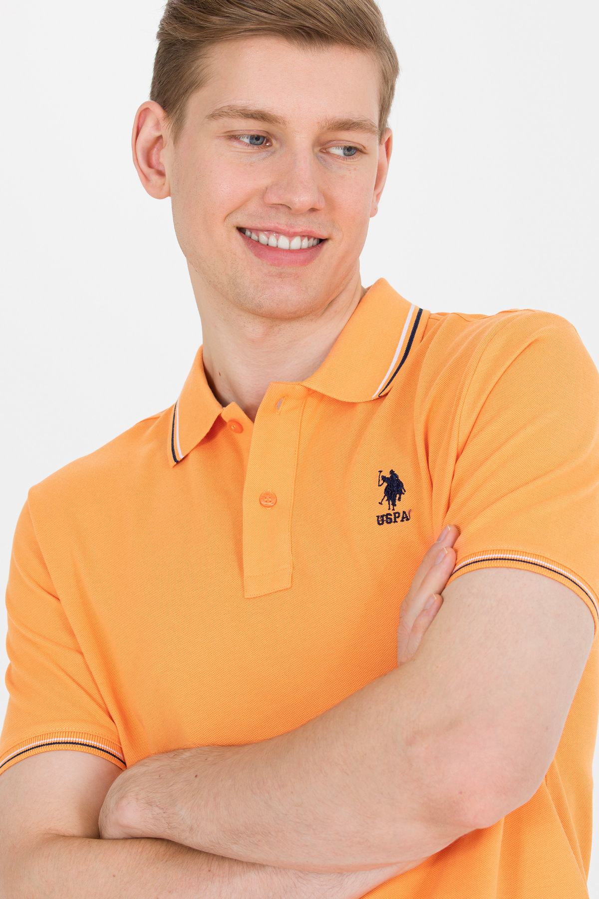 یو اس پولو پولو شرت مردانه طرح نارنجی کد 50264906-VR051