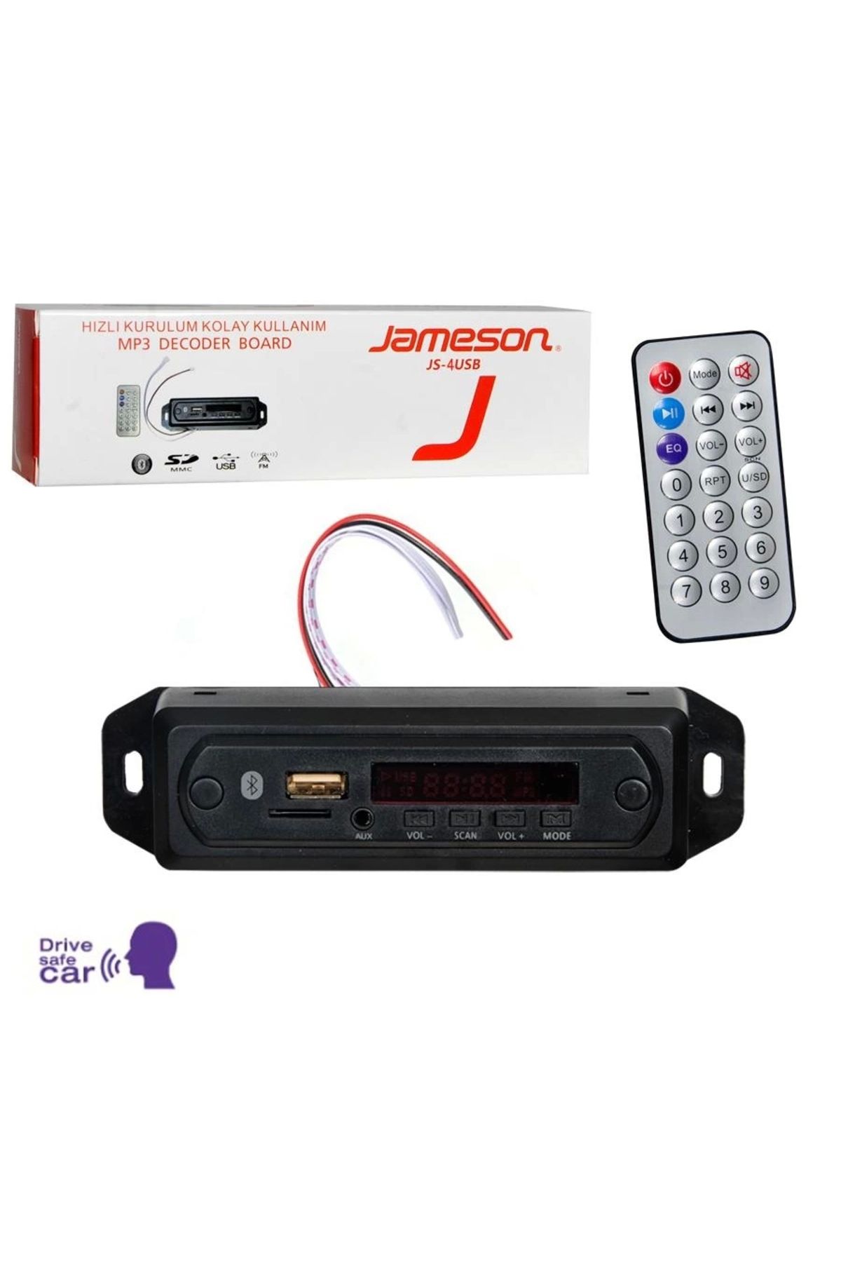 Jameson Oto Teyp Çevirici Bord 12v Bt/usb/sd/fm/aux Konuşmalı Js-4usb