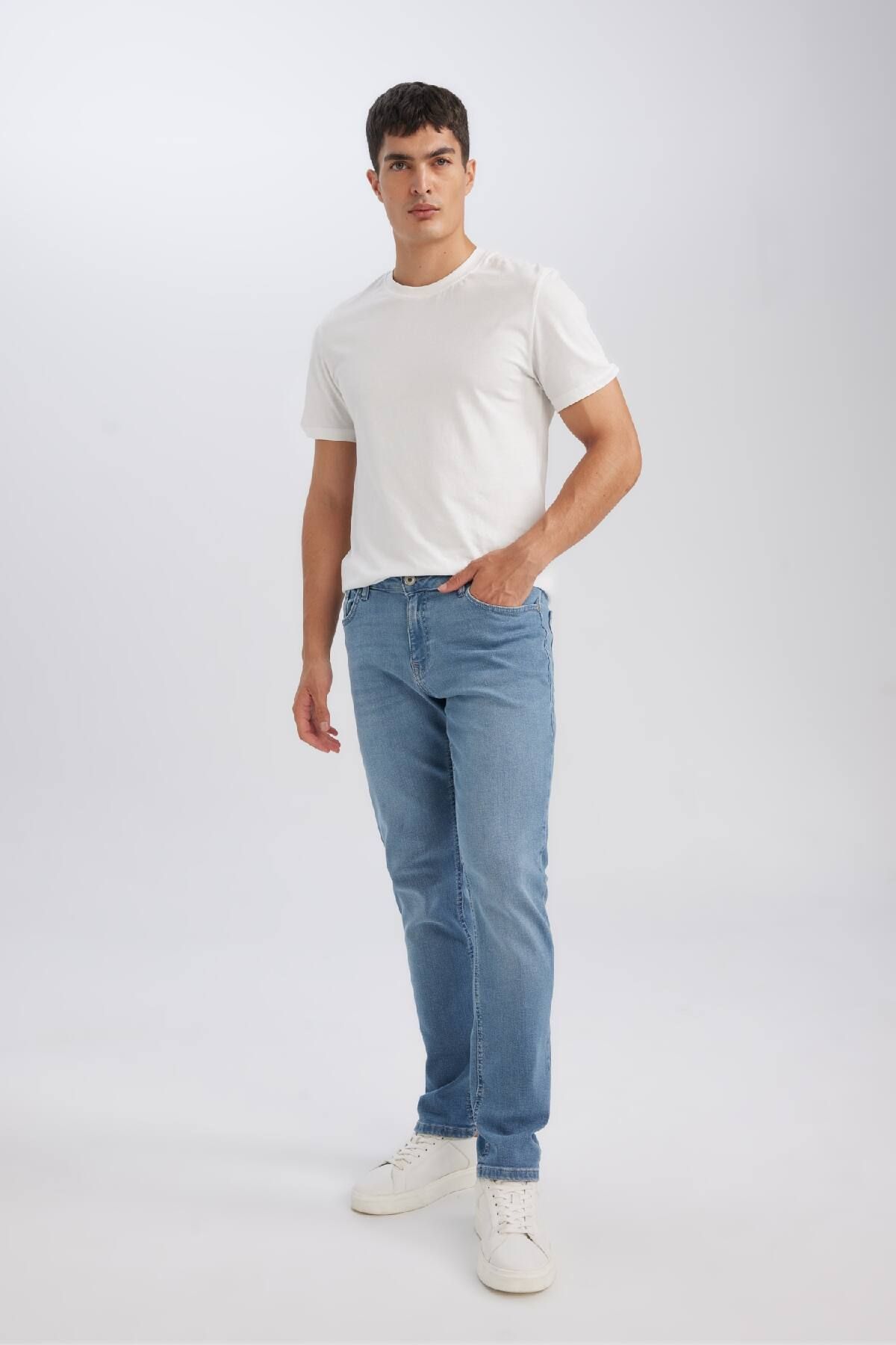 شلوار جین آبی مردانه PEDRO SLIM FIT باریک قالب کمر D0026AX24AU Defacto
