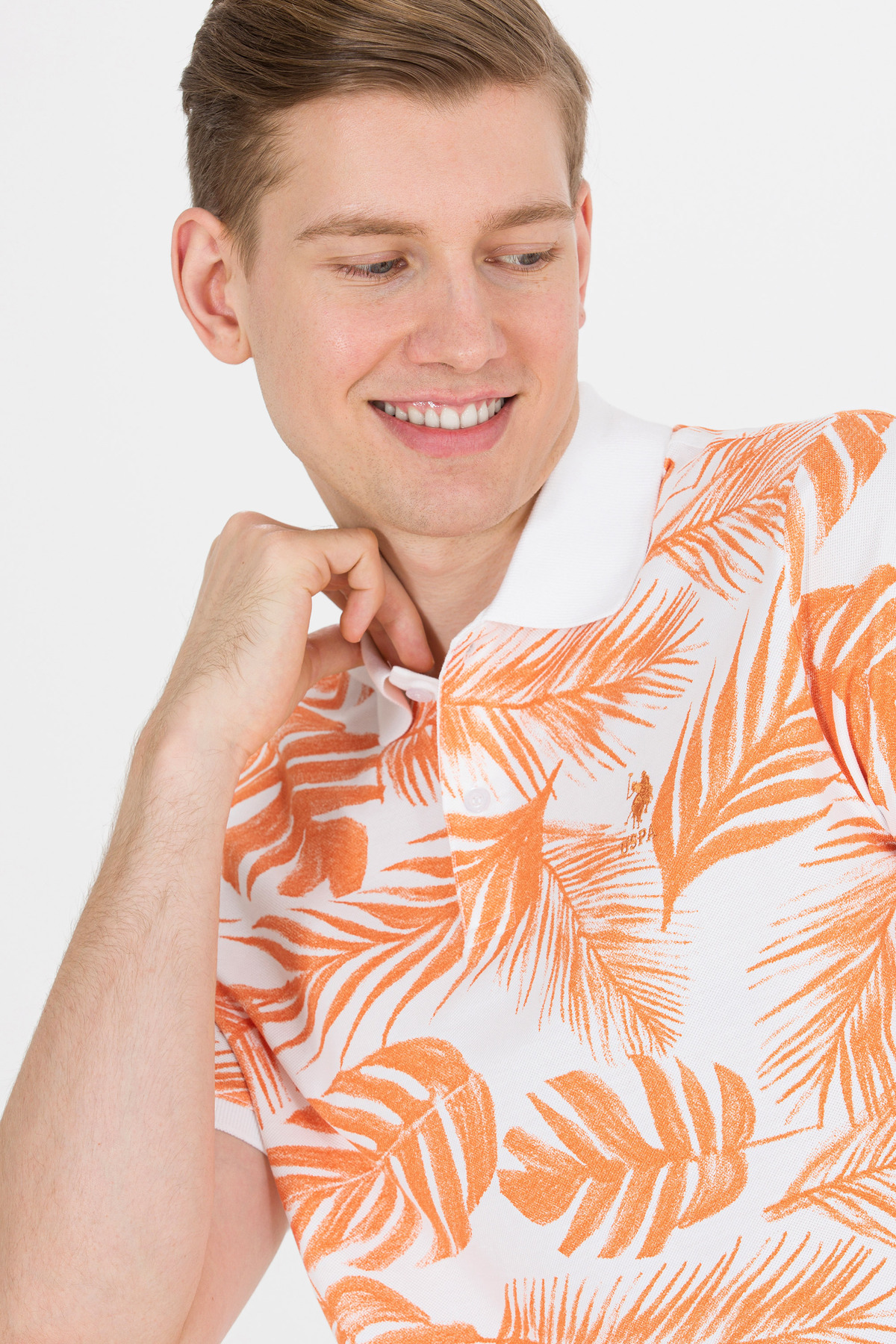 یو اس پولو تی‌شرت پولو مردانه طرح تراکوتا کد ۵۰۲۶۵۰۳۳-VR031