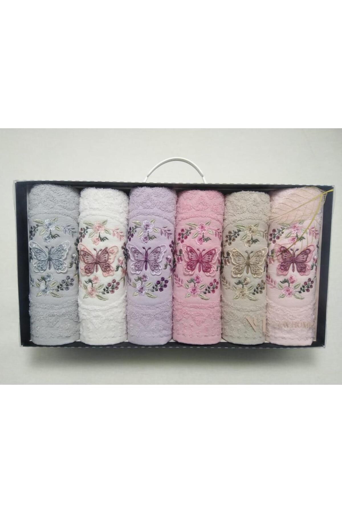 OEM NH Clara Renkli Nakışlı 6'lı havlu 50x90cm