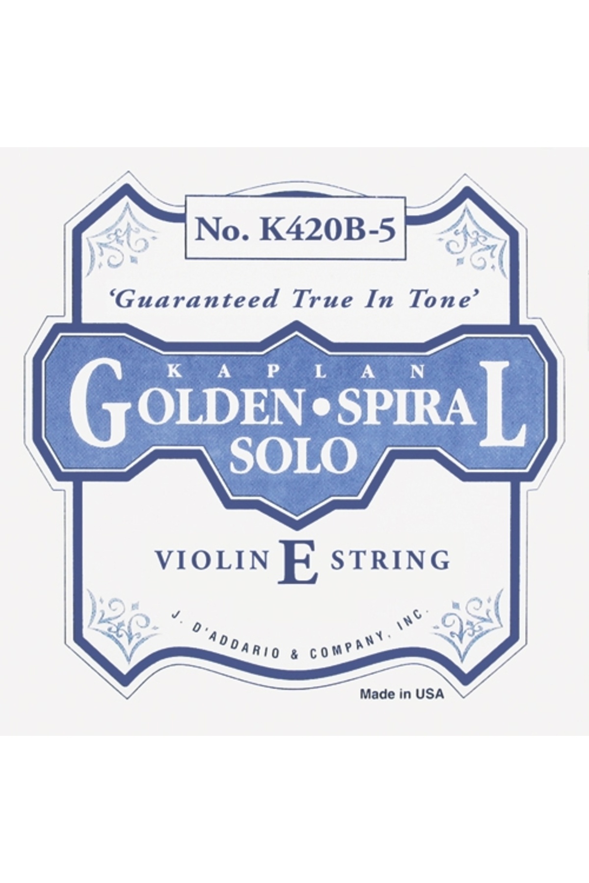 Daddario-K420B5 Violin Single String, Tiger, Golden Spiral Solo, Scale Violin String Kaplan Gss Kemane Mi Ba 1