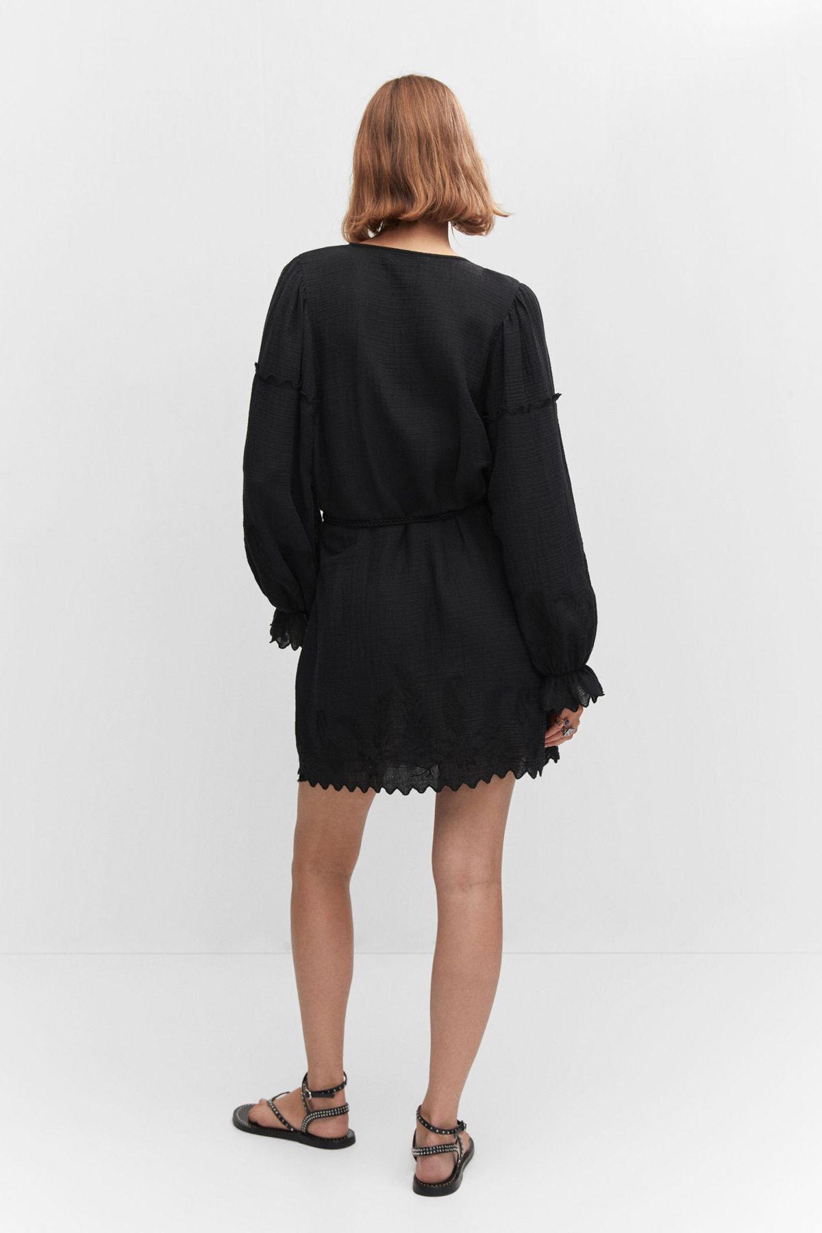 Embroidered textured dress