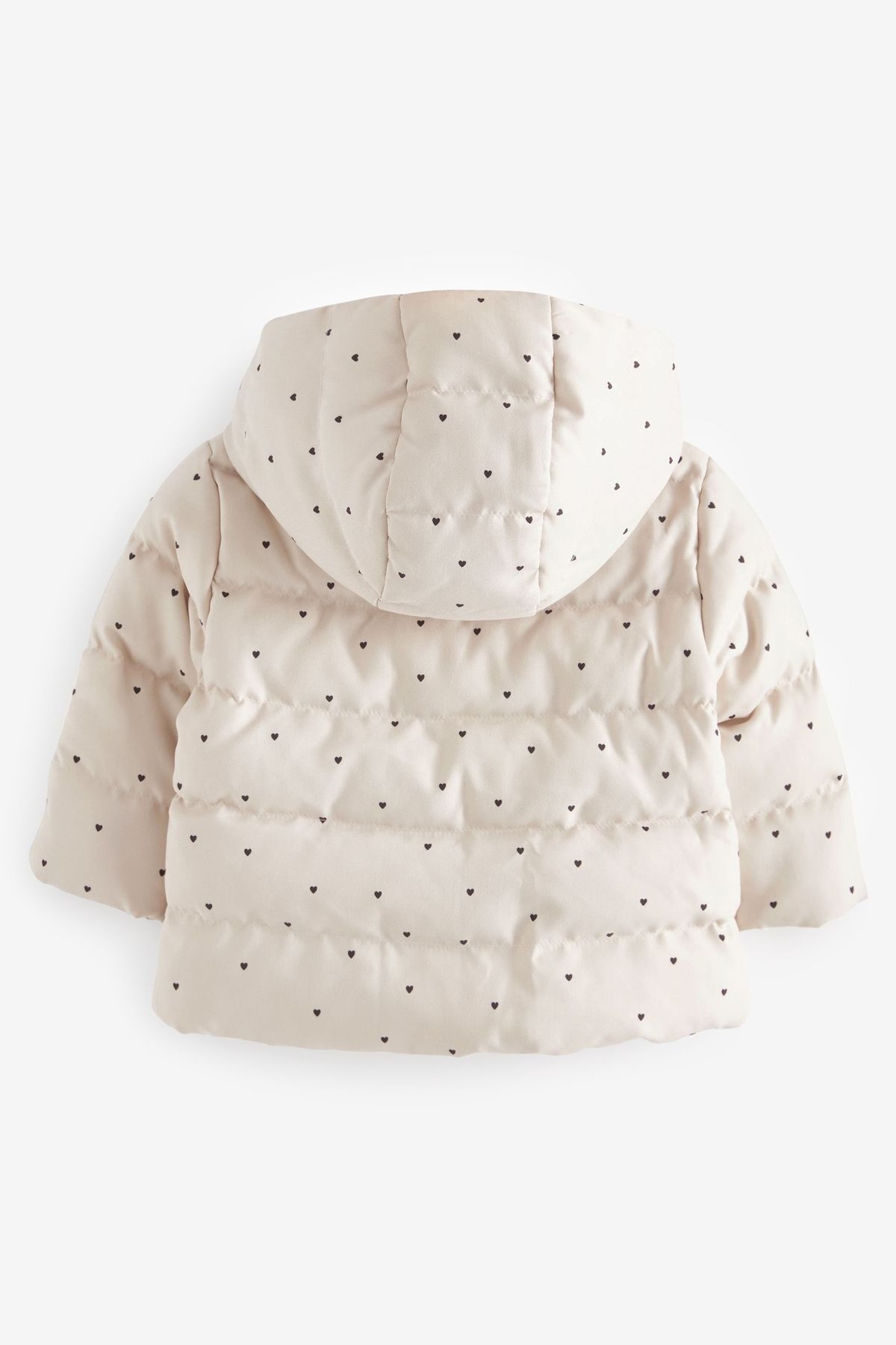 Next Baby Baby Cream Heart Detailed Polar Lined Waterproof Hooded Coat fotoğrafı 2 (önizleme)