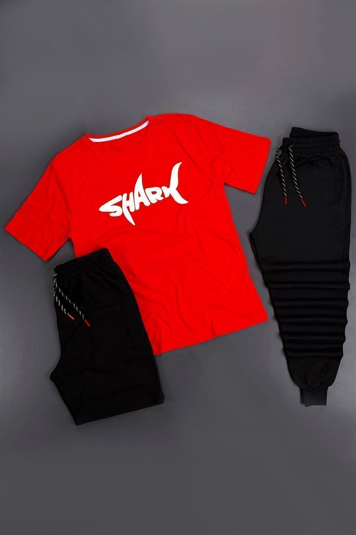 uyguntarz Set Tricouri Unisex, 3 Piese, Pantaloni De Sport Scurti Unisex - L