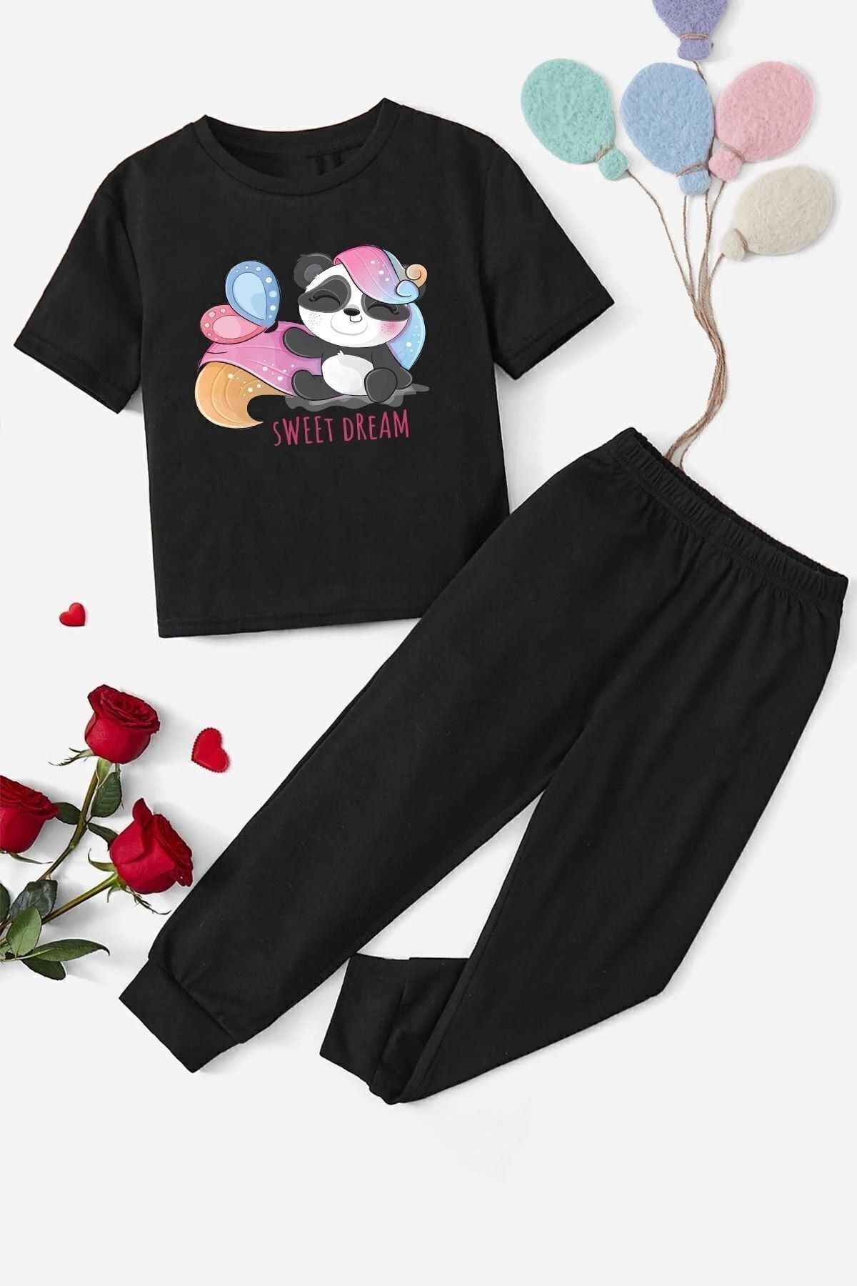 uyguntarz Letni Dziecięcy Słodki Sen Panda Bottom - Top Dresowy Zestaw Unisex - 9