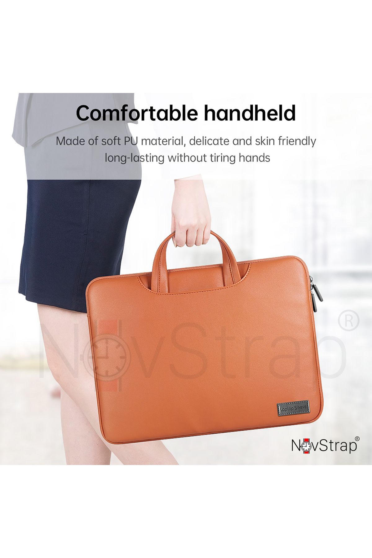 NovStrap-Pu Leather Bag Case Compatible with Apple MacBook Air 15 Inch M2 M3 M4 Chip A2941 A3114 A3241 6